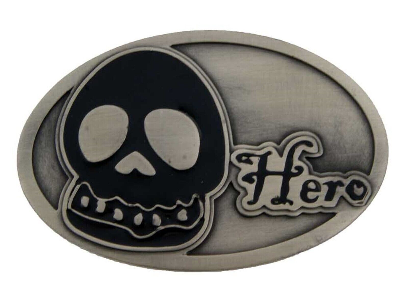 Skull Belt Buckles Gray Metal Vintage Antiqued Halloween Party Costume Skeleton