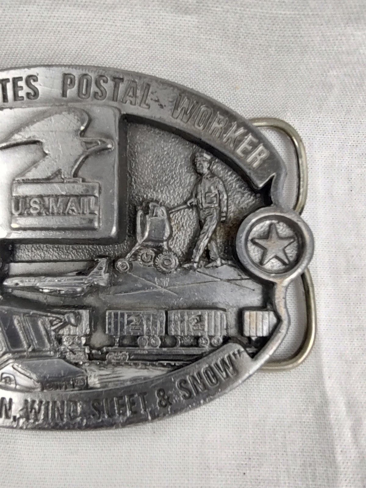 Vintage CJ Inc Belt Buckle Mens One Size Silver USPS Postal Worker Western 1988