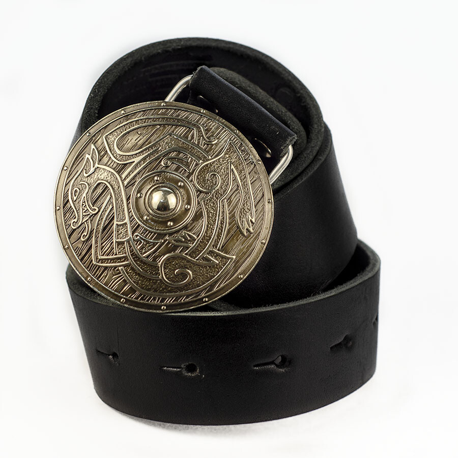 German silver belt buckle Viking Shield, warrior buckle, Scandinavian buckle