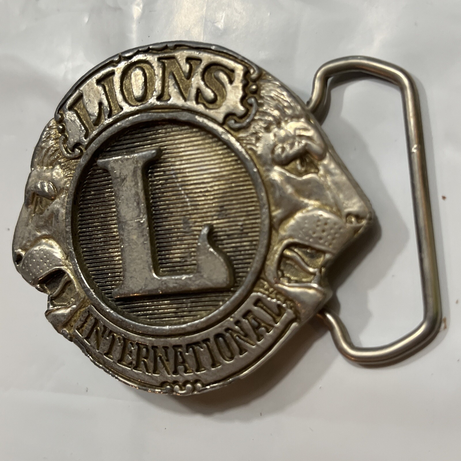 LIONS CLUB INTERNATIONAL BELT BUCKLE 1015 Heavy Metal 3”Buckle Lion Face Vintage