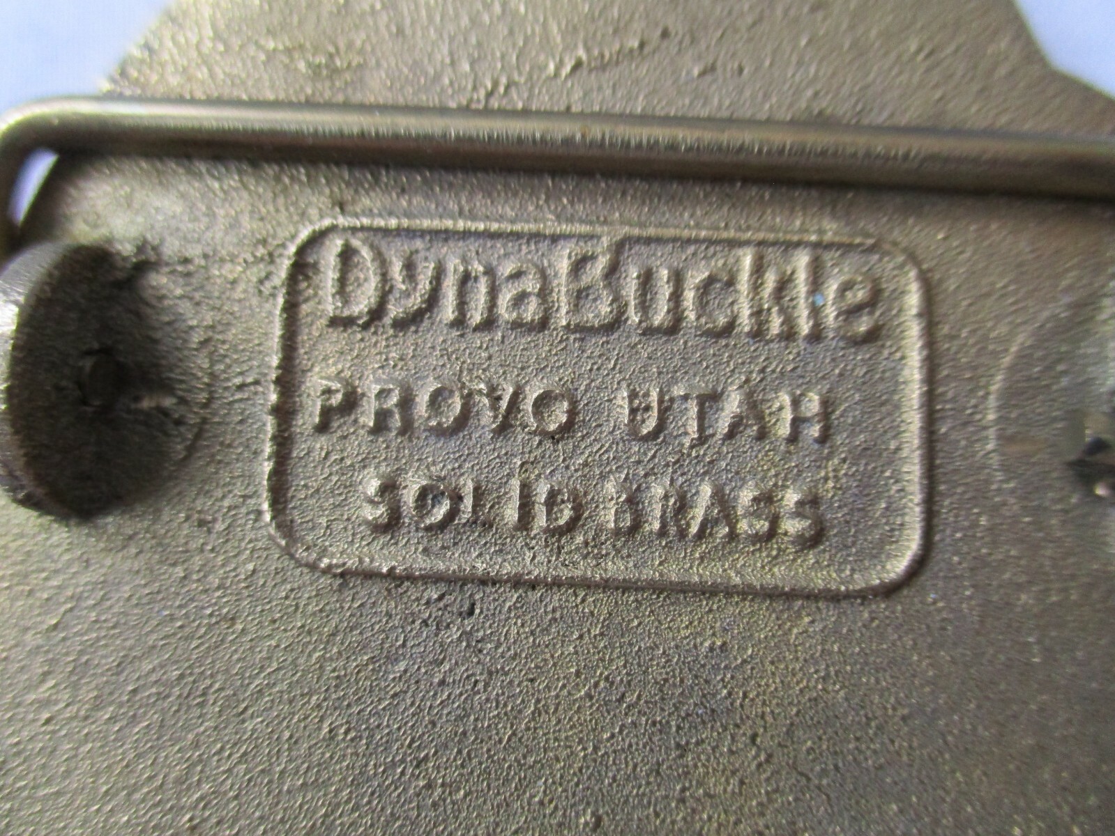 VINTAGE PSA ENGINES BRASS AND TURQUOISE DYNABUCKLE BELT BUCKLE