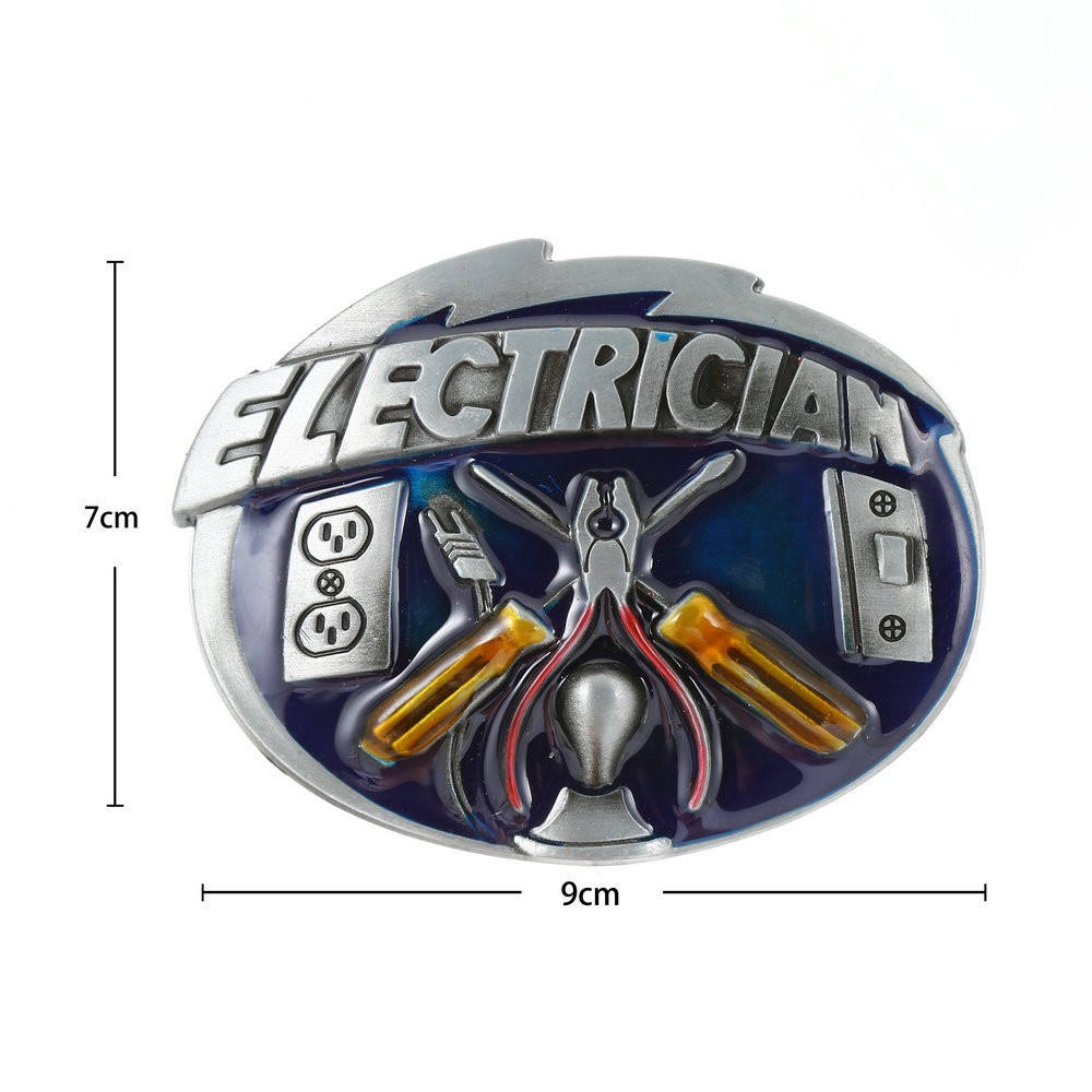 Electrician Belt Buckle Western Cowboy Tradesman Lineman Tools Smooth Plate Men
