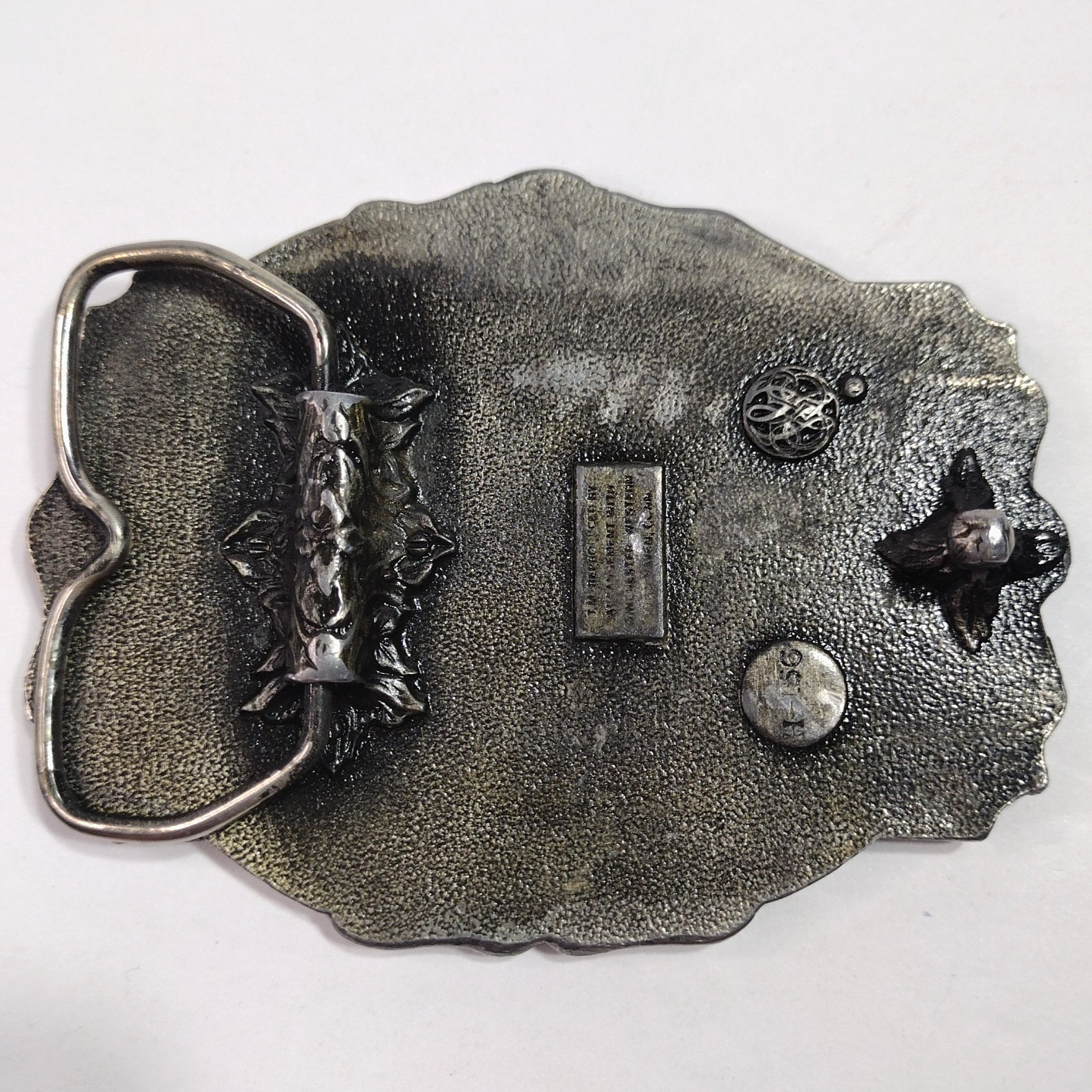 Belt Buckle Winchester Western Pewter Silver Tone Vintage 3.5&Prime; x 2.75&Prime;