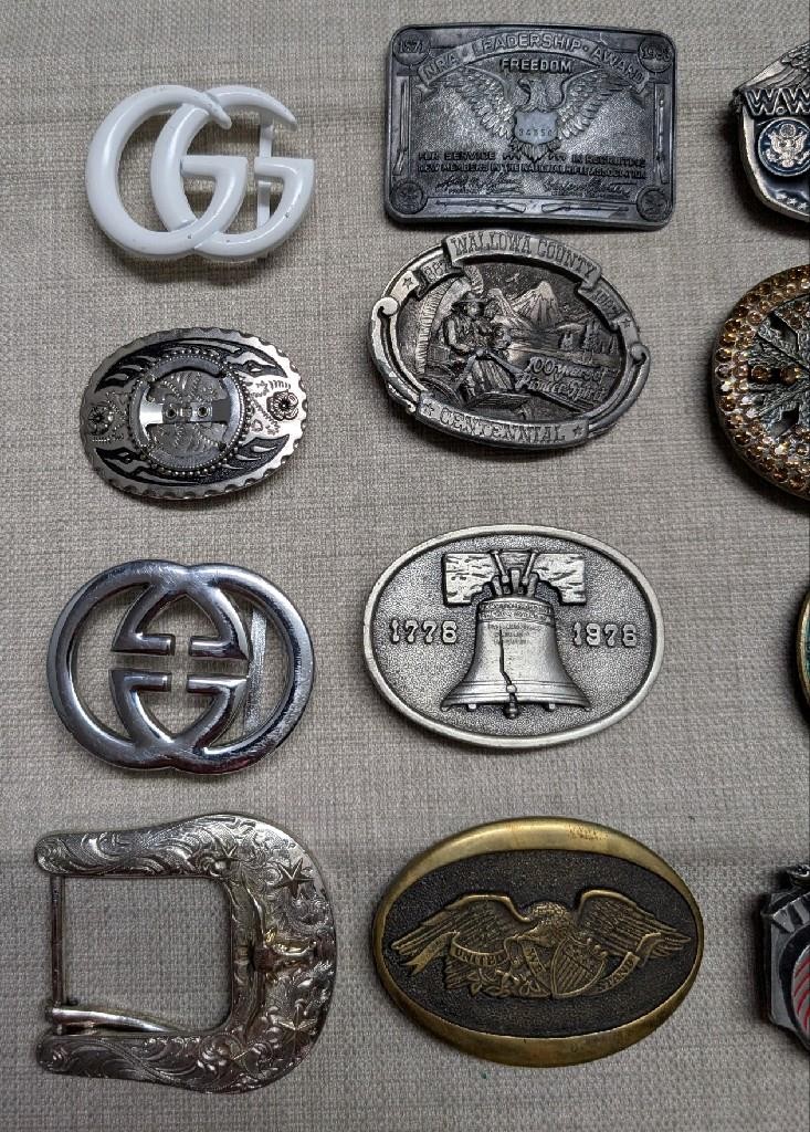 vintage LOT OF 20 belt buckles WESTERN brass metal cowboy 1970s 1980&rsquo;s 1990&rsquo;s