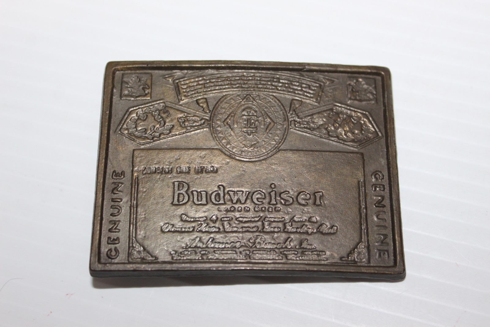 Budweiser Belt Buckle Vintage Anheuser-Busch Bronze Color Metal 3&Prime;