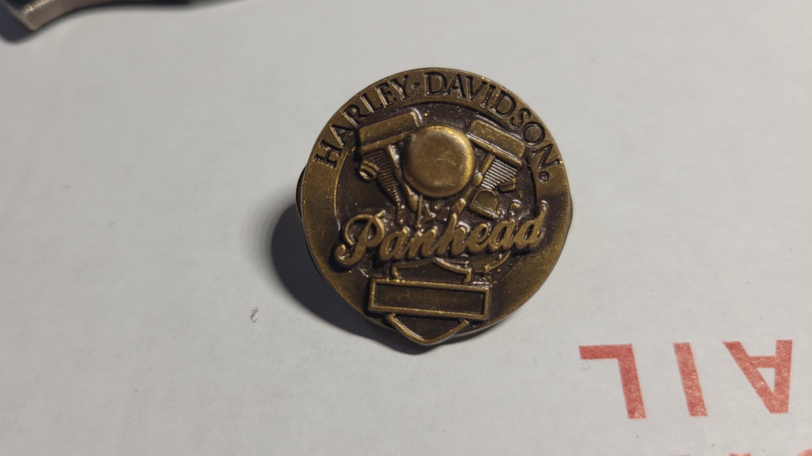 Vintage Harley Davidson #1 Wing Belt Buckle Panhead Pin Brass AMF Chopper Vest