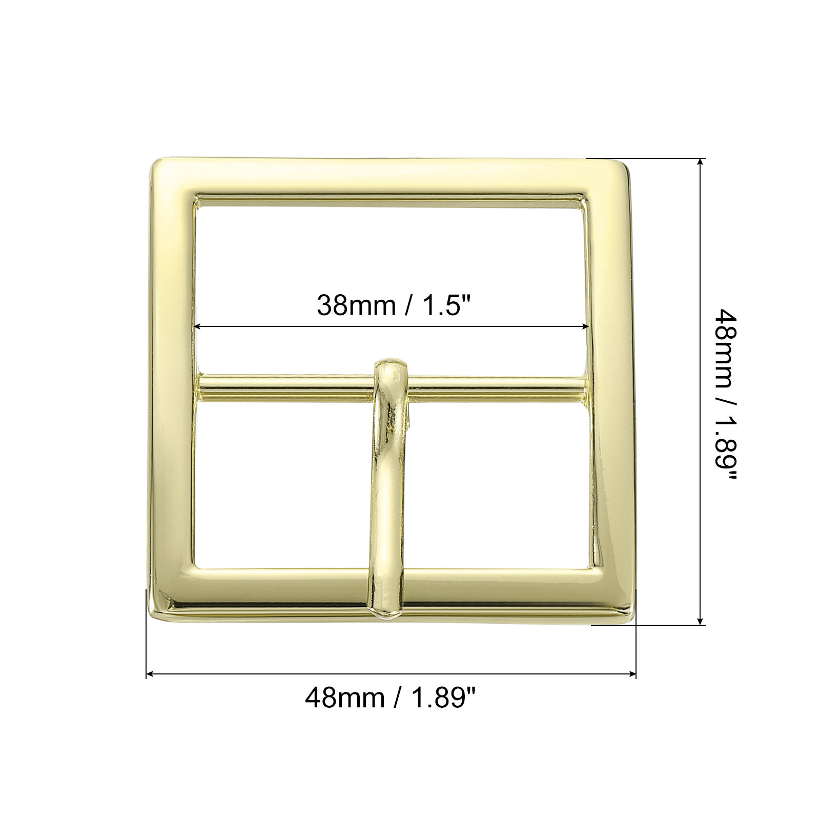 1.5&Prime; Single Prong Belt Buckle Square Center Bar Buckles for Belt Gold