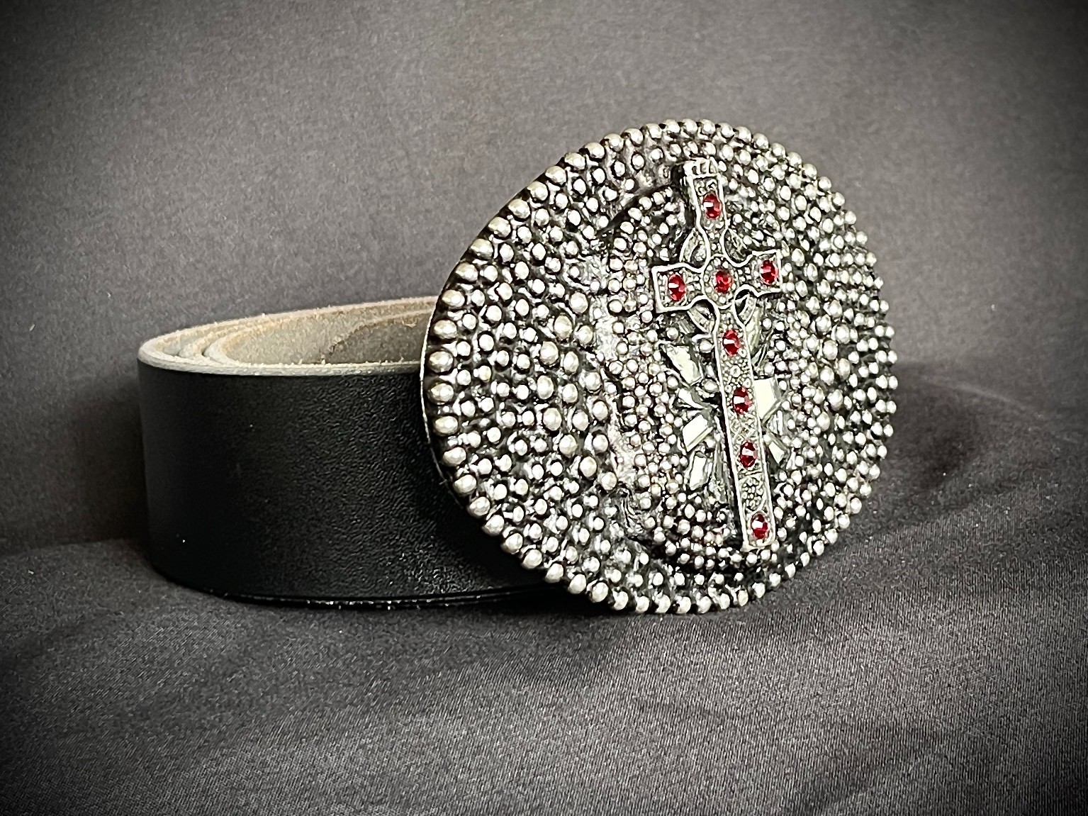 Handmade Oval Cross Belt Buckle Gothic Rock Metal Darren McNeese