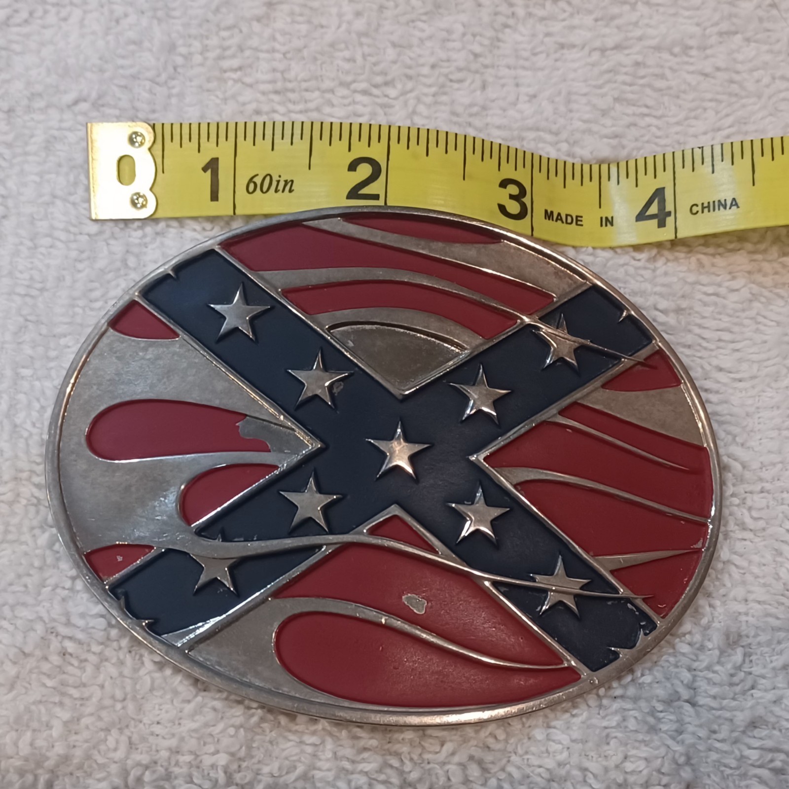 Belt Buckle Flag & Flames