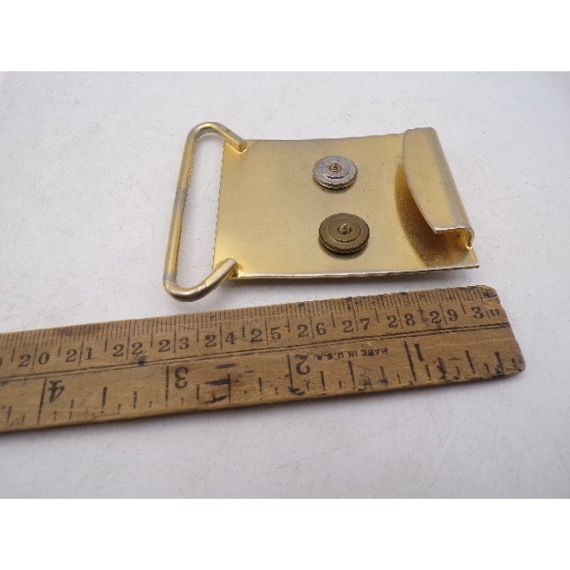 Vintage Military Crest Belt Buckle Silver Gold Tone Crown Crossed Rifles 3.25in