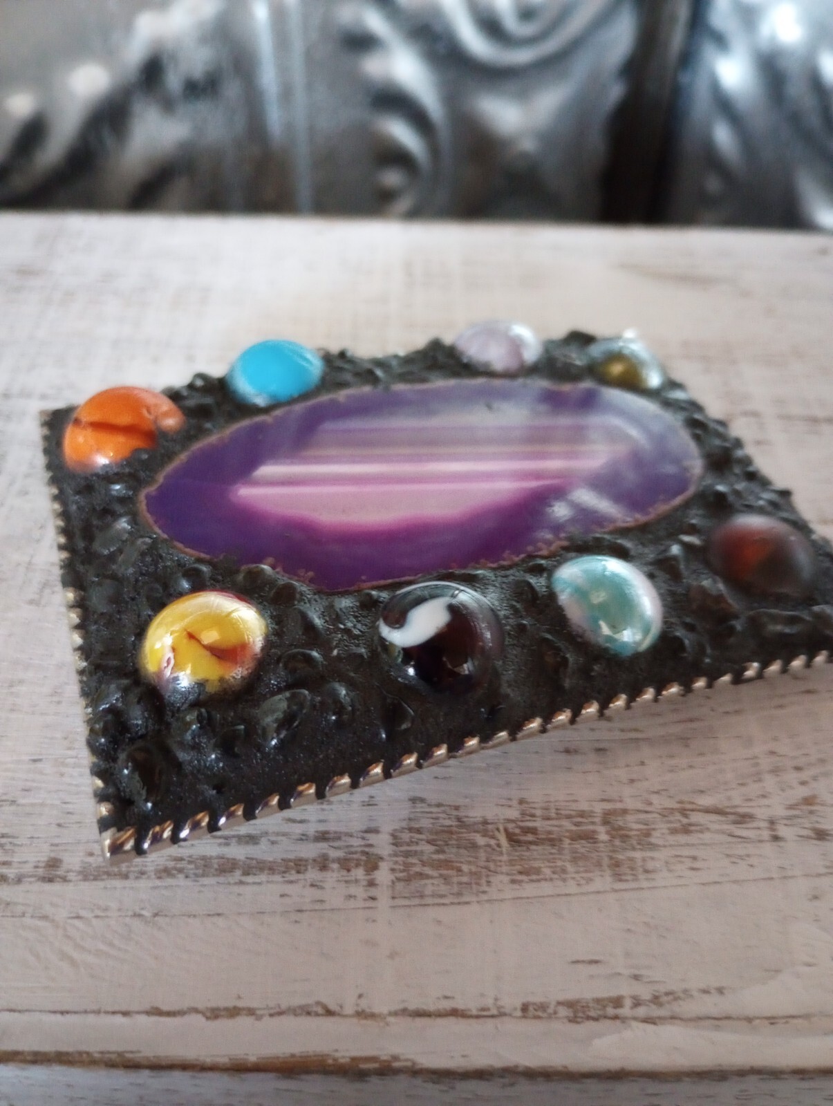 Agate Rock Marble Accent Futuristic Art Aesthetic Contemporary Belt Buckle Y2K