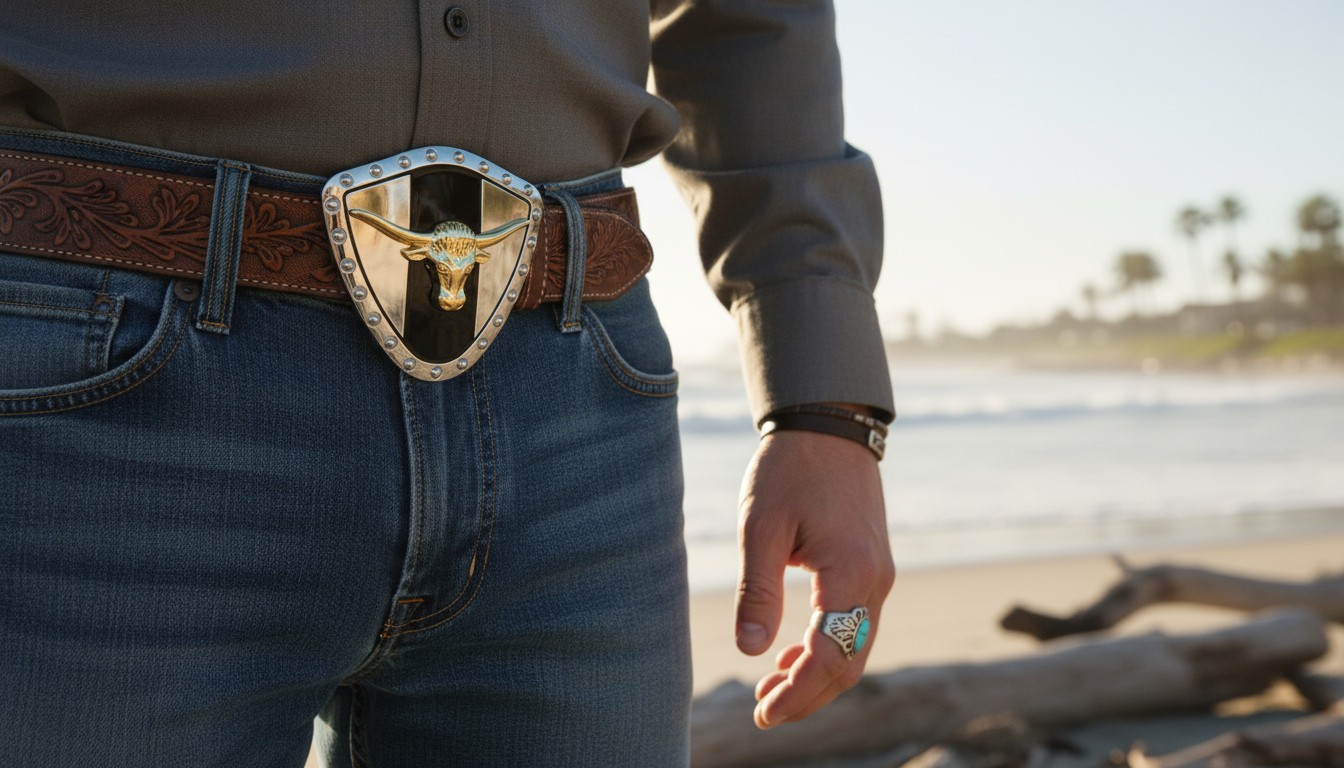 Men Silver Metal Western Belt Buckle Texas Lone Horn Cow Shiny Gold Color Bull