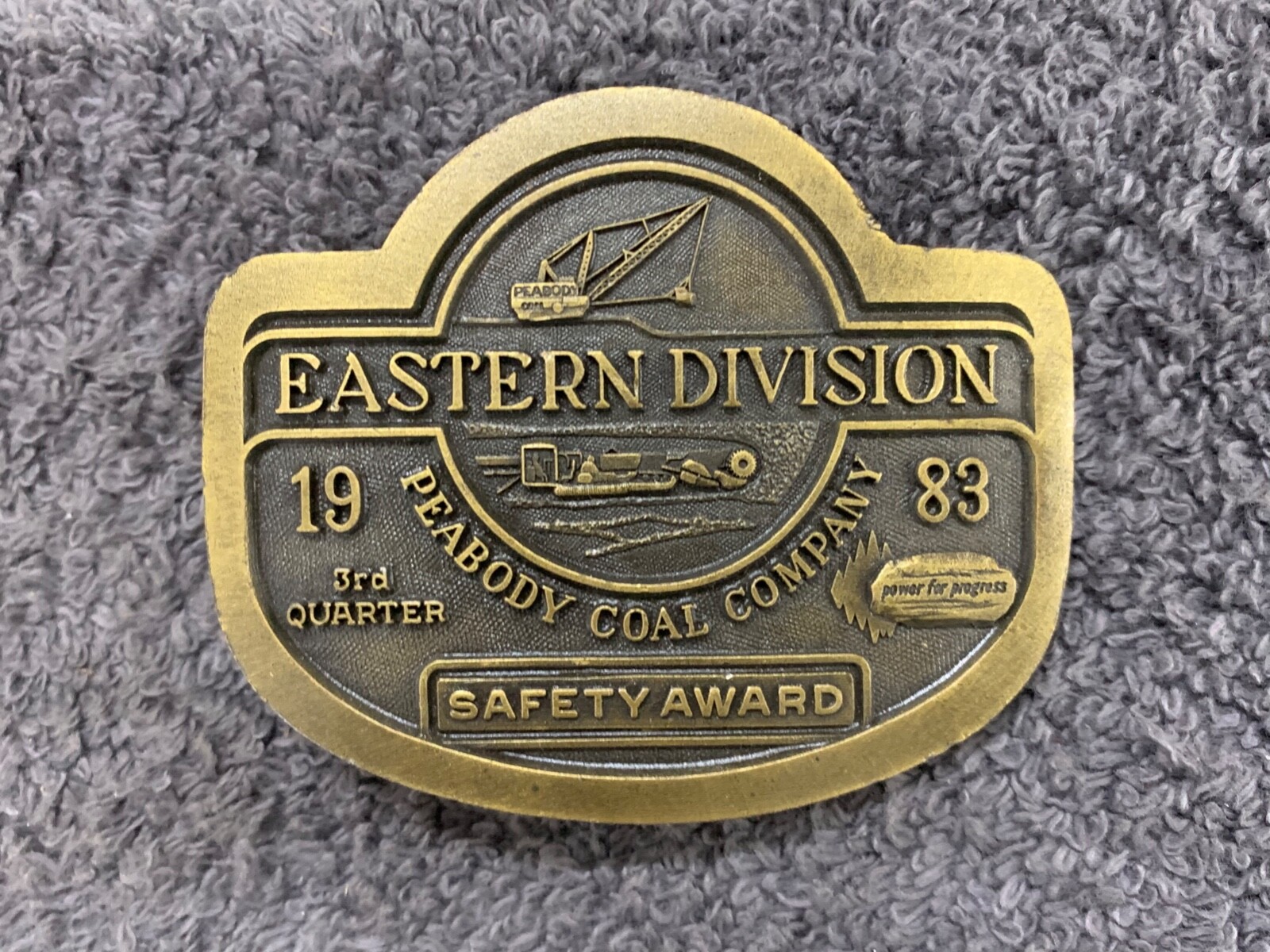 Peabody Coal Company Eastern Division 1983 Safety Award Belt Buckle Vtg 80’s