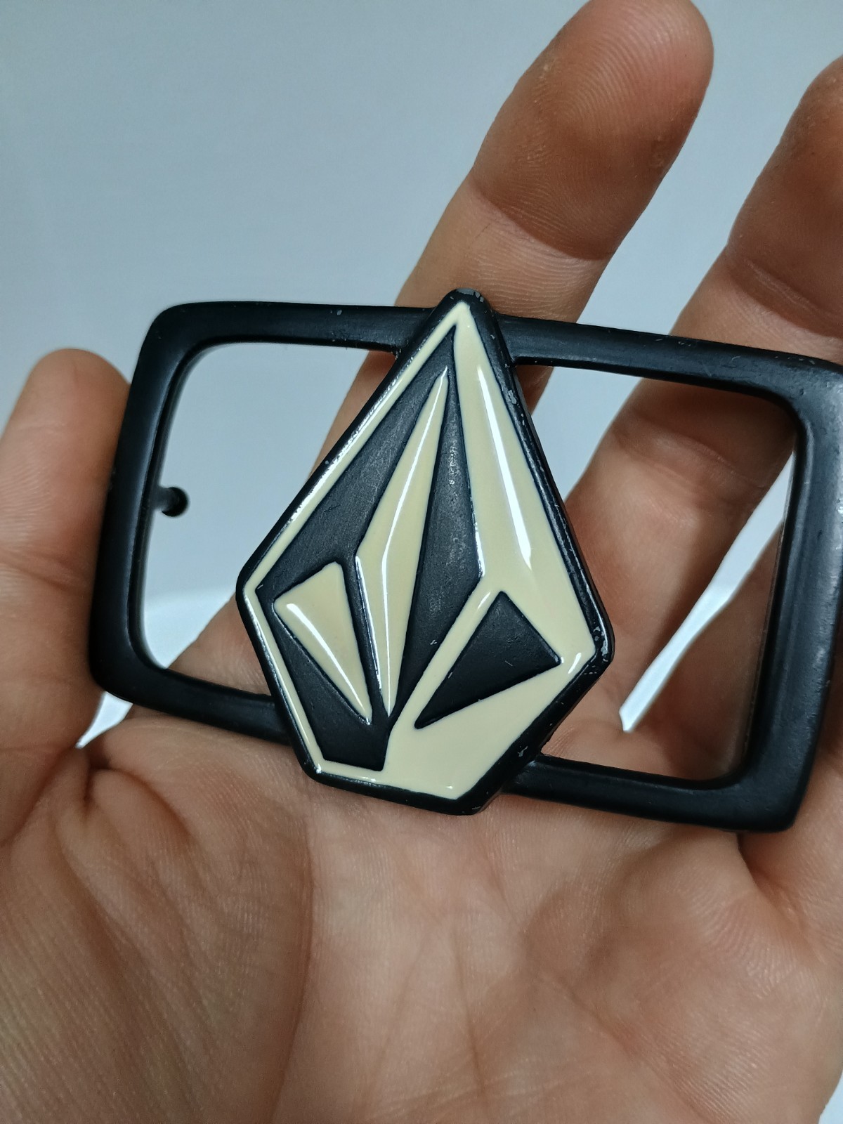 VOLCOM Belt Buckle Vintage Black And White Stone Liberation