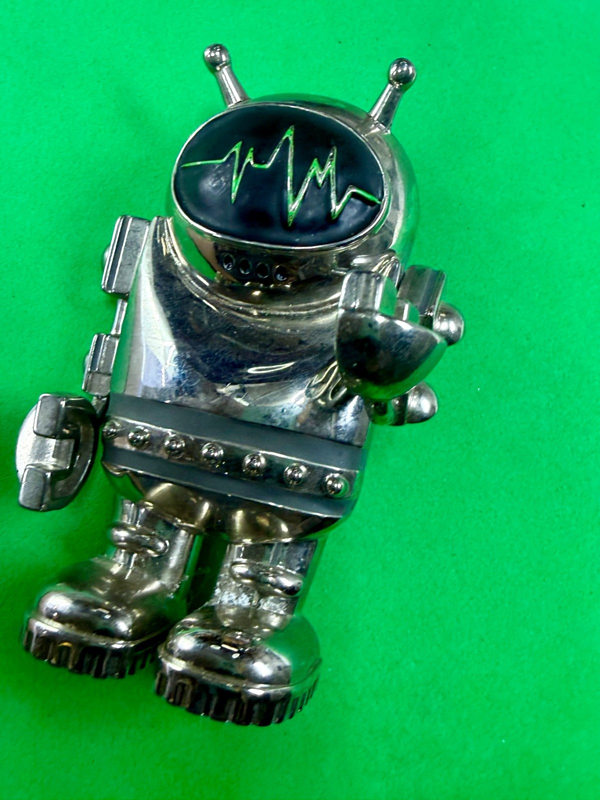 Outer Space Suit Alien Astronaut Chrome Figural Moving Arms Toy Like Belt Buckle