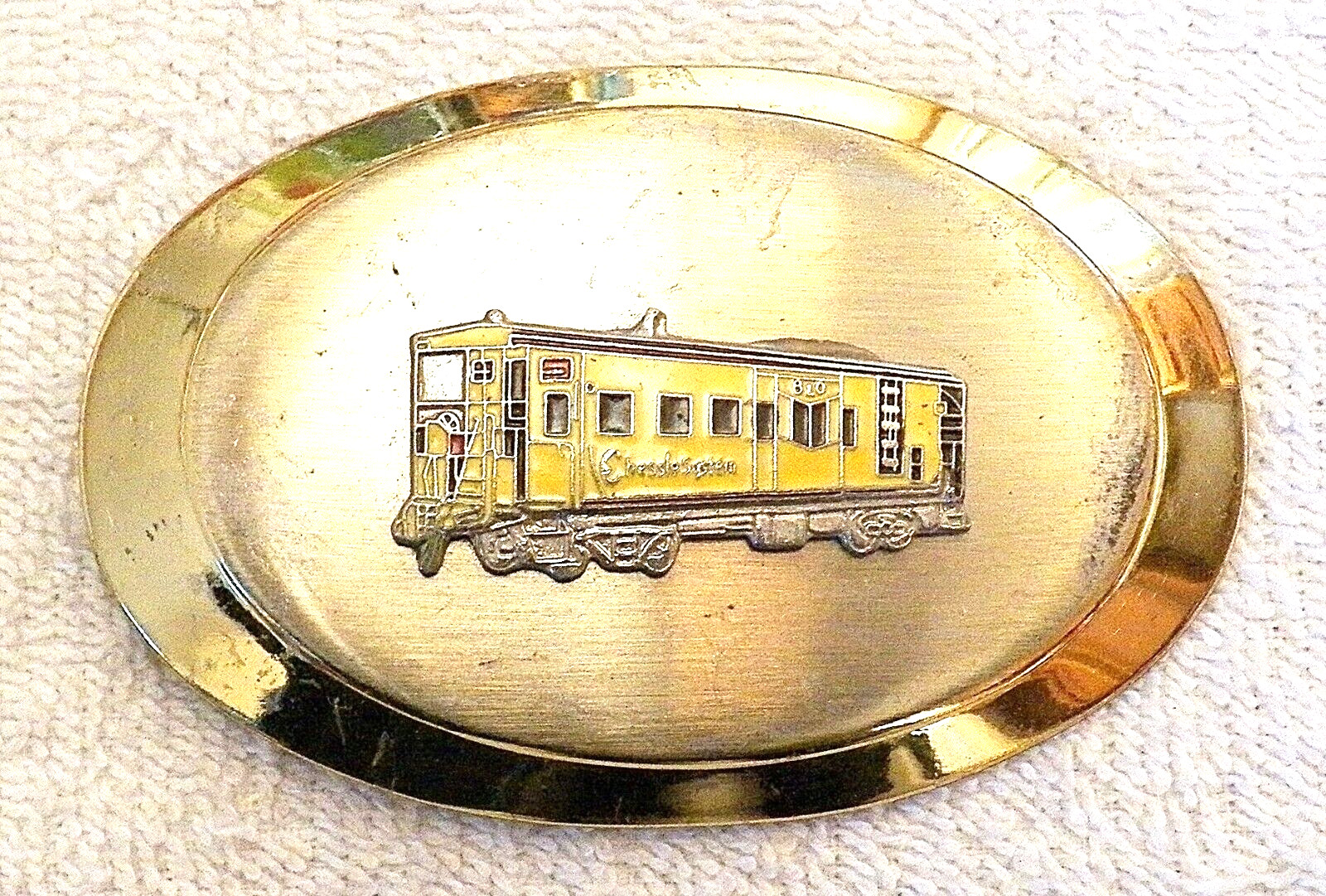 CLASSIC BELT BUCKLE RAILROAD TRAIN CAR CABOOSE ENGINEER CHESSLE GOLD TONE BB6