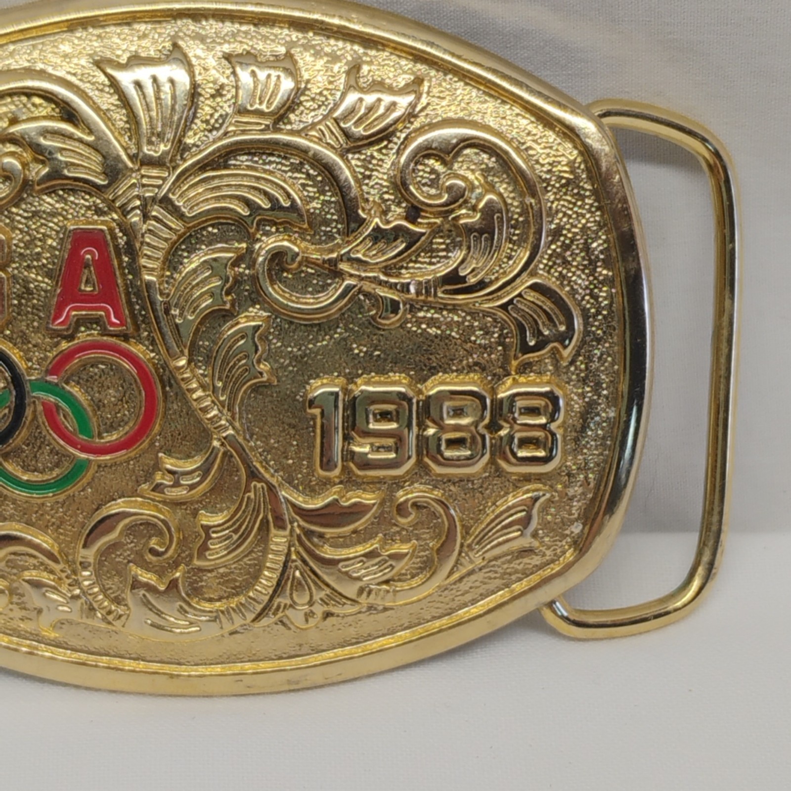 Vintage USA 1988 Olympics Belt Buckle Gold Tone Signed B-K USOC
