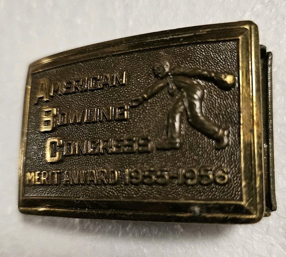 Vintage Belt Buckle American Bowling Congress Merit Award 1955-1956 274 Pins