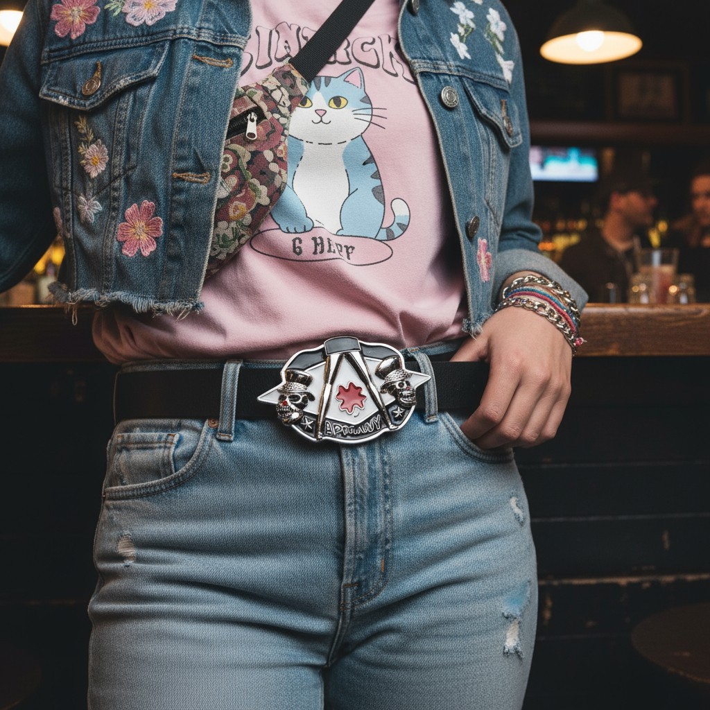 Men / Women Belt Buckle Silver Metal Skull Skeleton APMANY Colver Leaf Sexy Legs