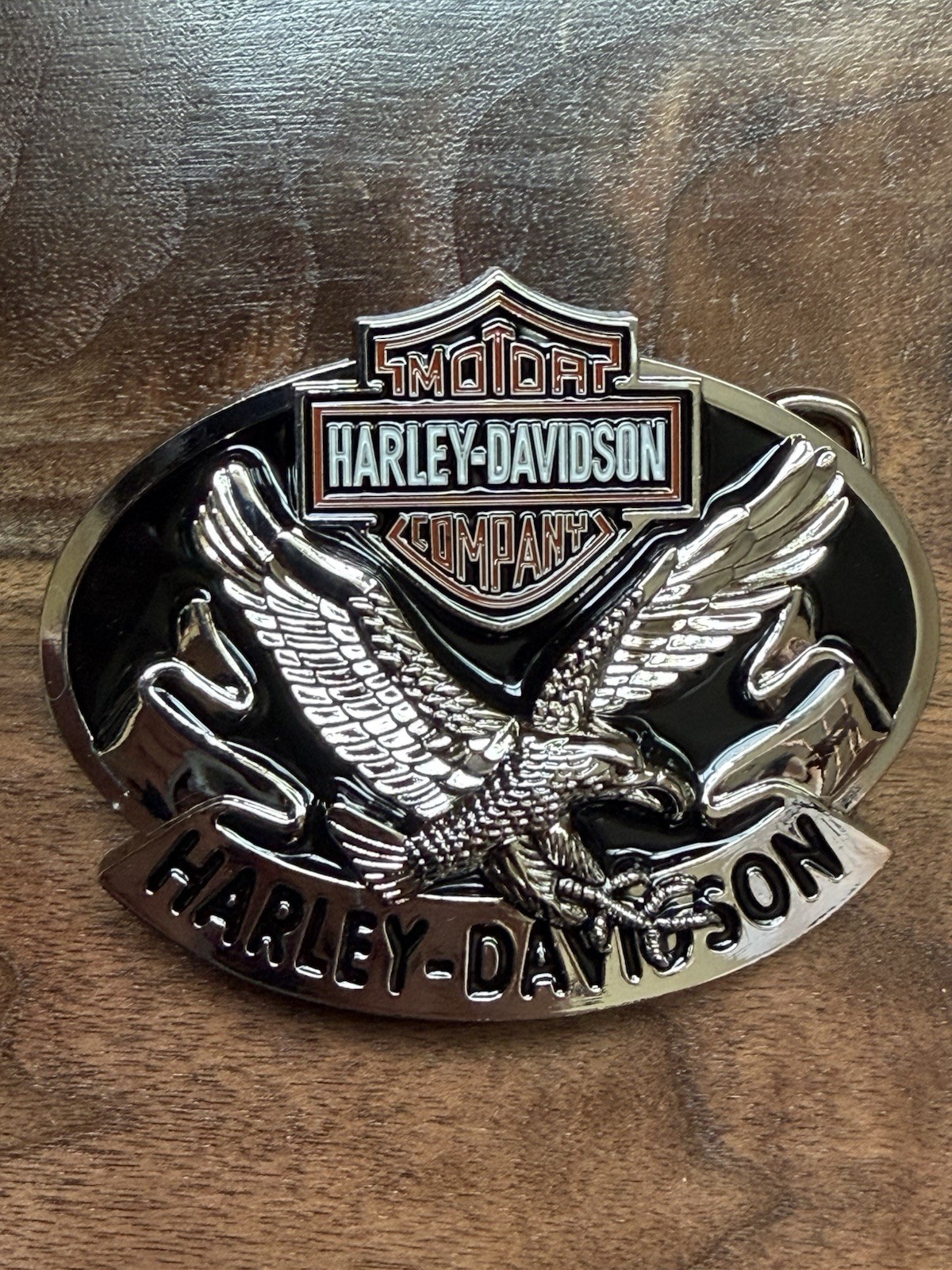 Harley-Davidson Men&rsquo;s Eagle Wing Over America Belt Buckle, Antique Nickel Finish