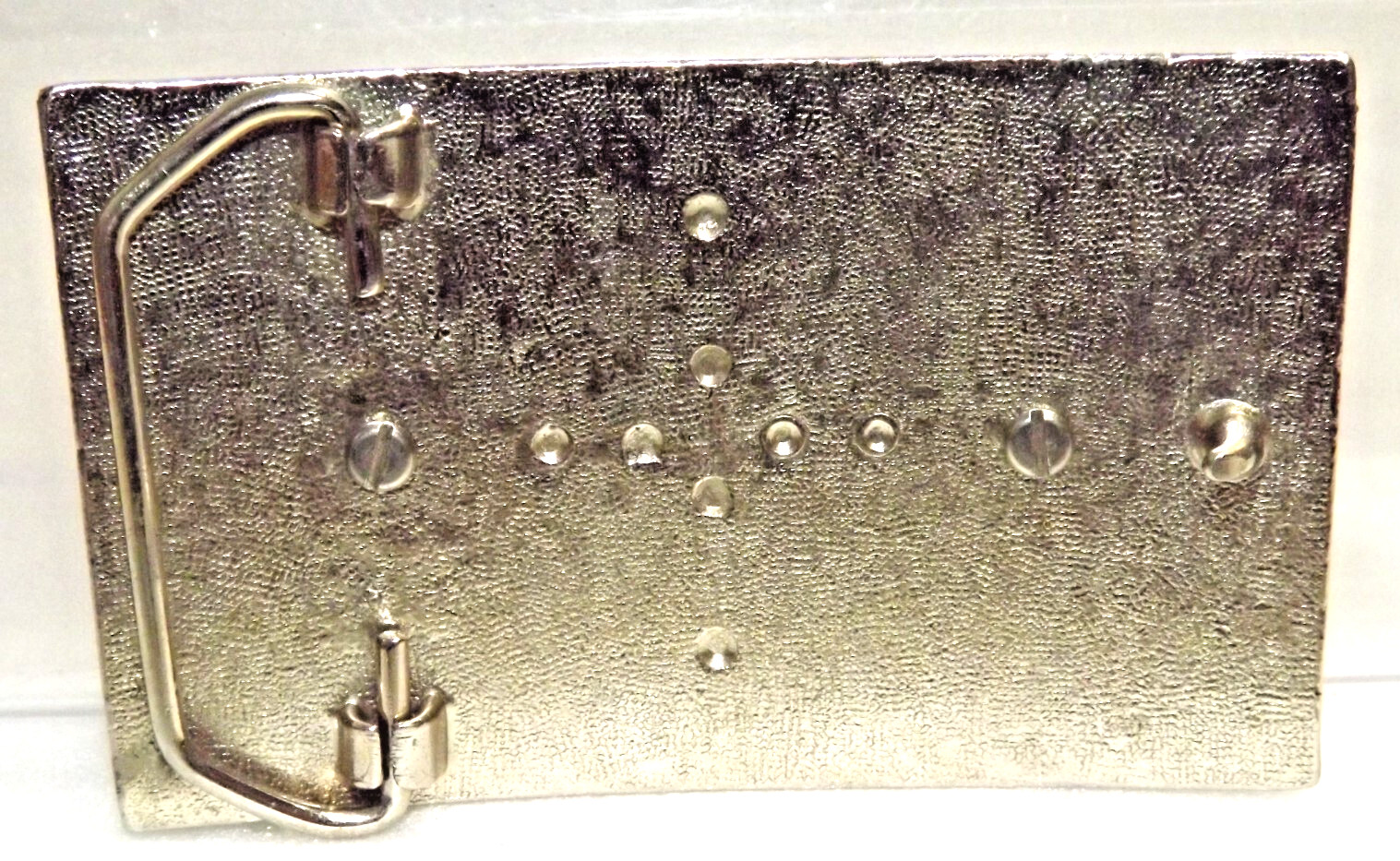 VTG Rectagle Shape Belt Buckle Green Stone Silver Tone Western Style 3.75&Prime;X2.25&Prime;