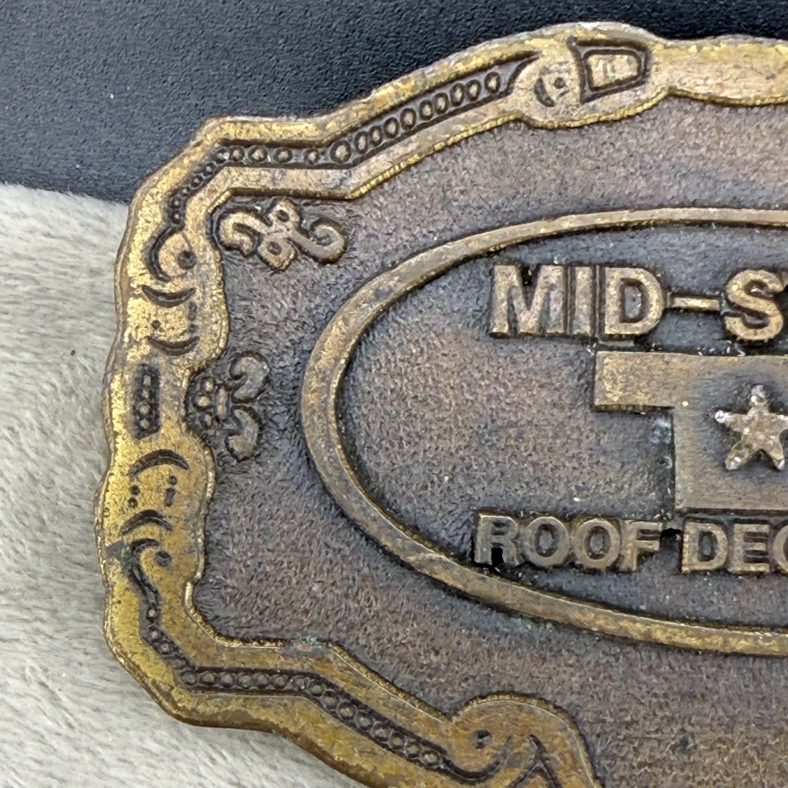Vintage Hit Mid-State Roof Deck Co. Line USA Belt Buckle
