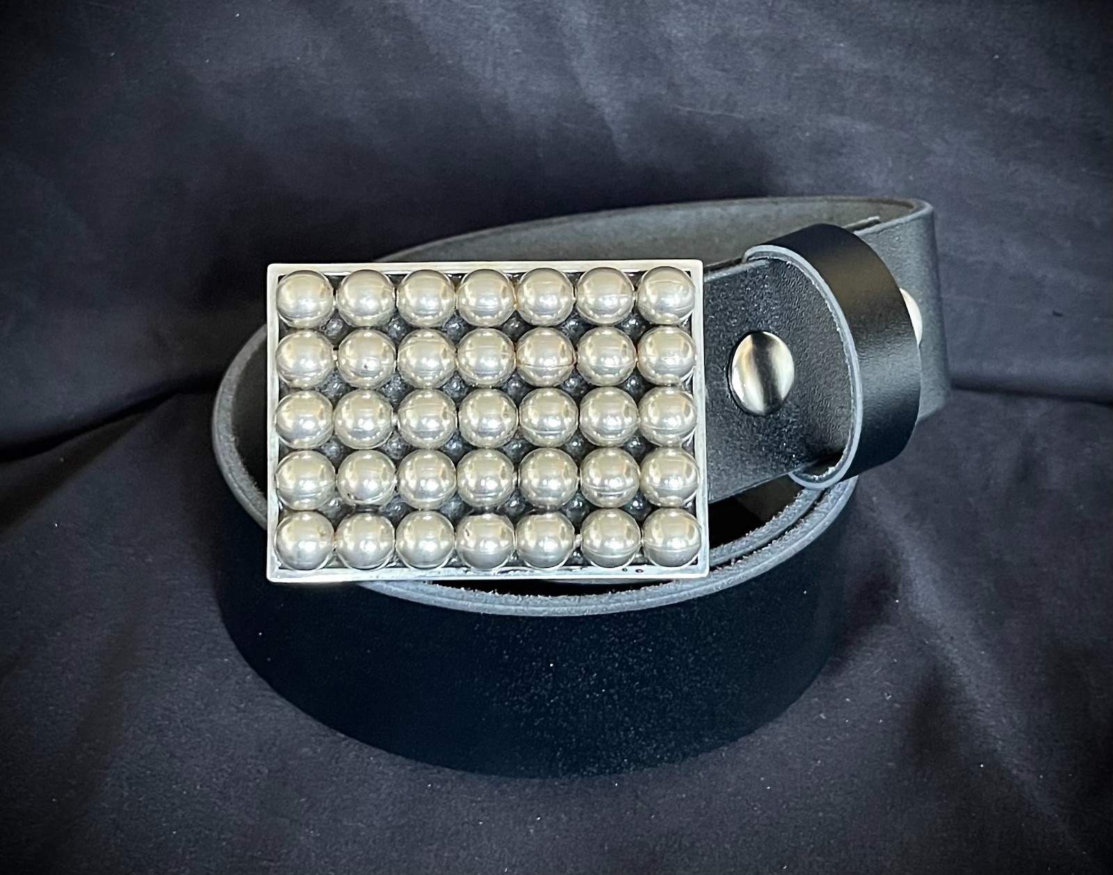 Belt Buckle Industrial Minimalist Sphere Grid Silver 2.75” OOAK Darren McNeese
