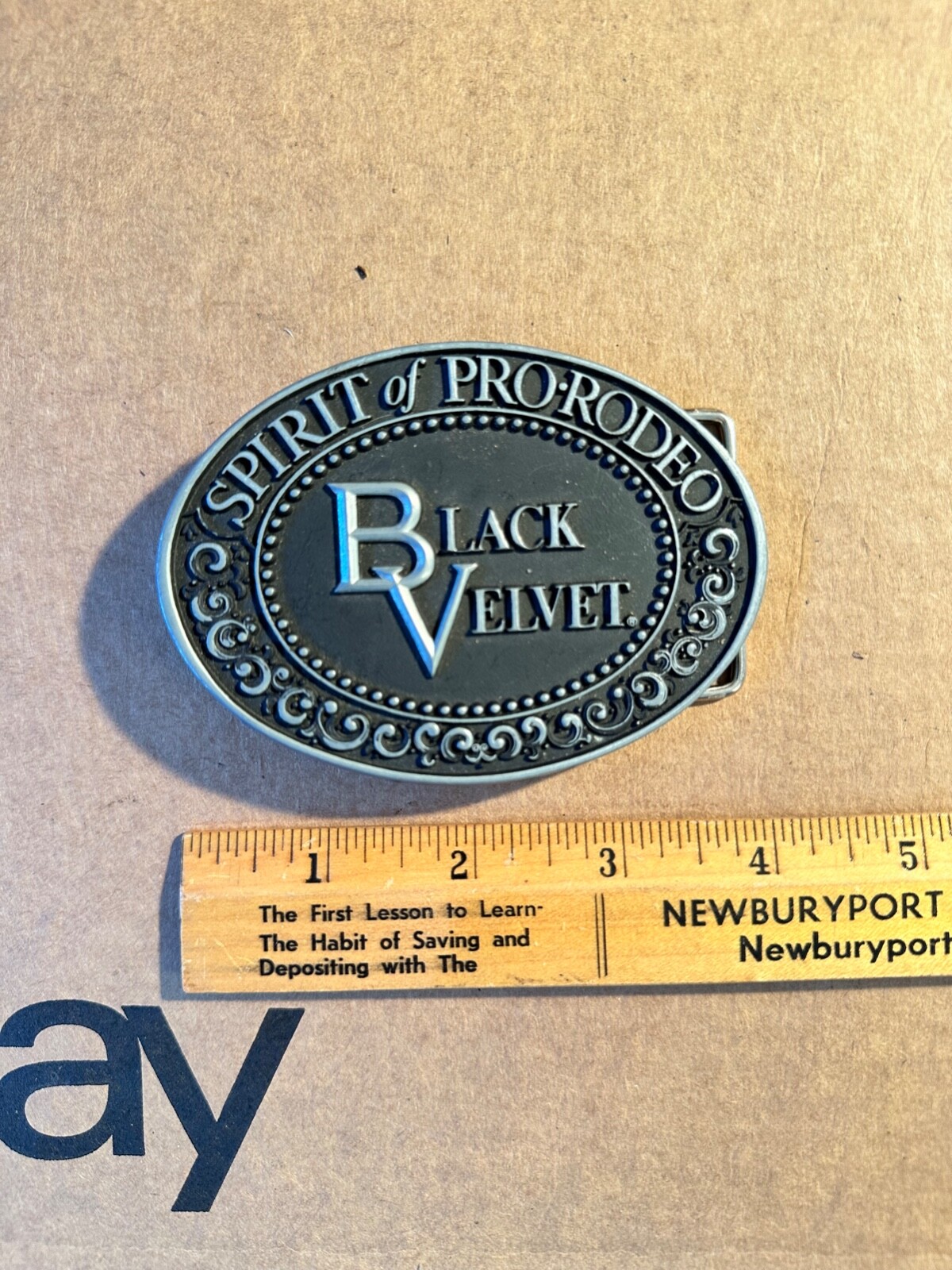 Black Velvet Whiskey Promo Spirit of Pro Rodeo Large Size Belt Buckle Vintage