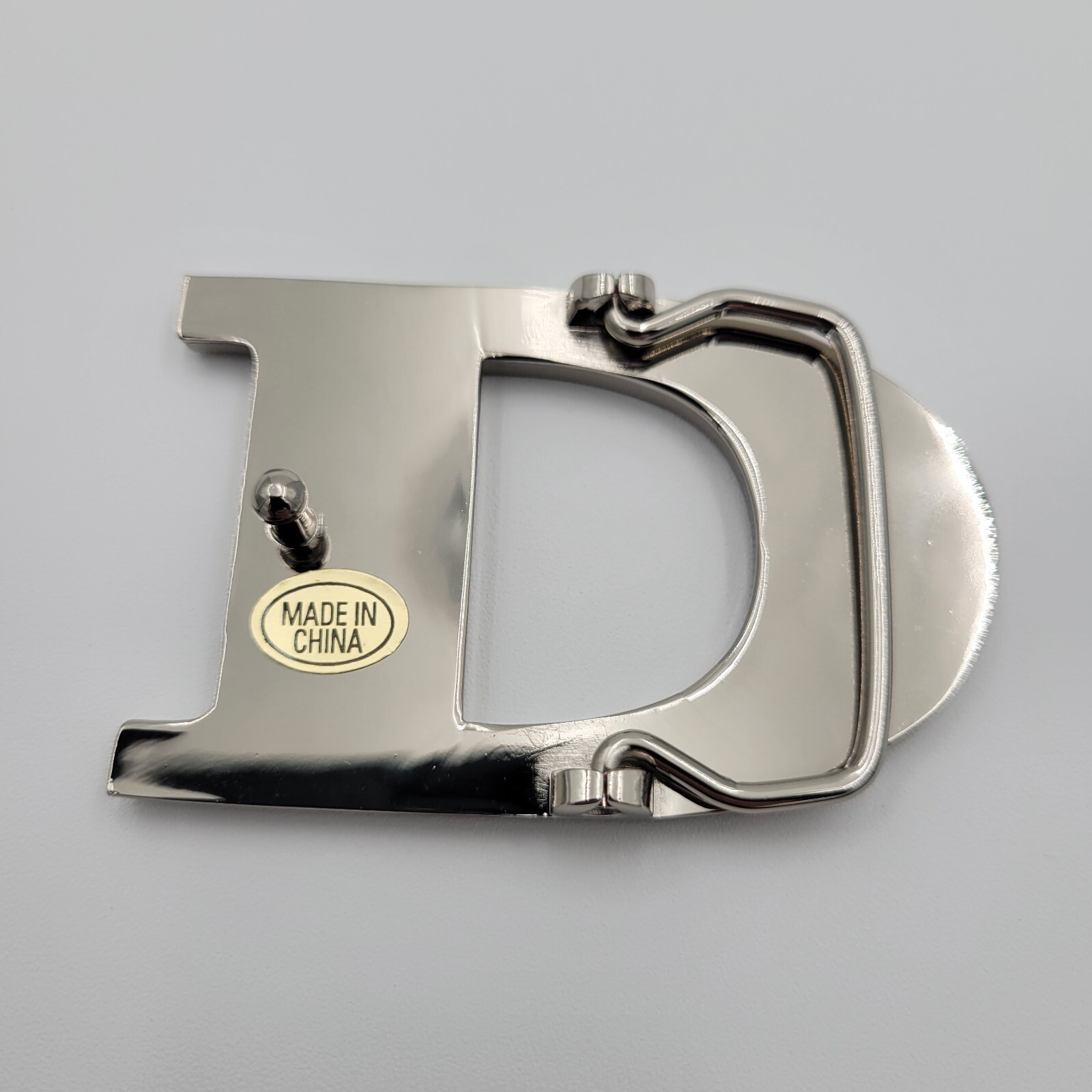 D Initial Brushed Chrome Belt Buckle 3&Prime; x 2&Prime; Up To 1 1/4&Prime; Belt