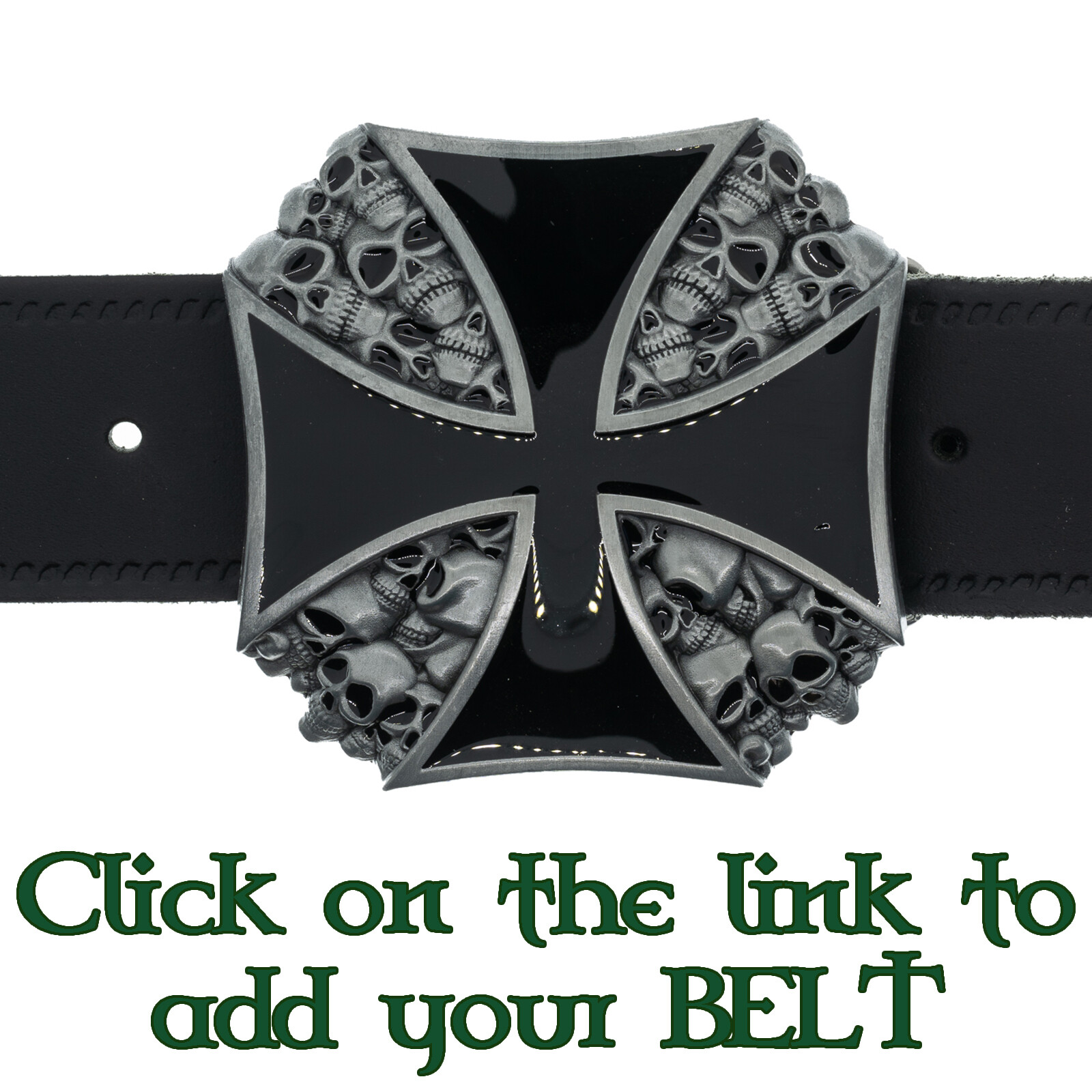 Iron Cross Skull Belt Buckle Biker Metal Gothic Maltese Tattoo Skeleton