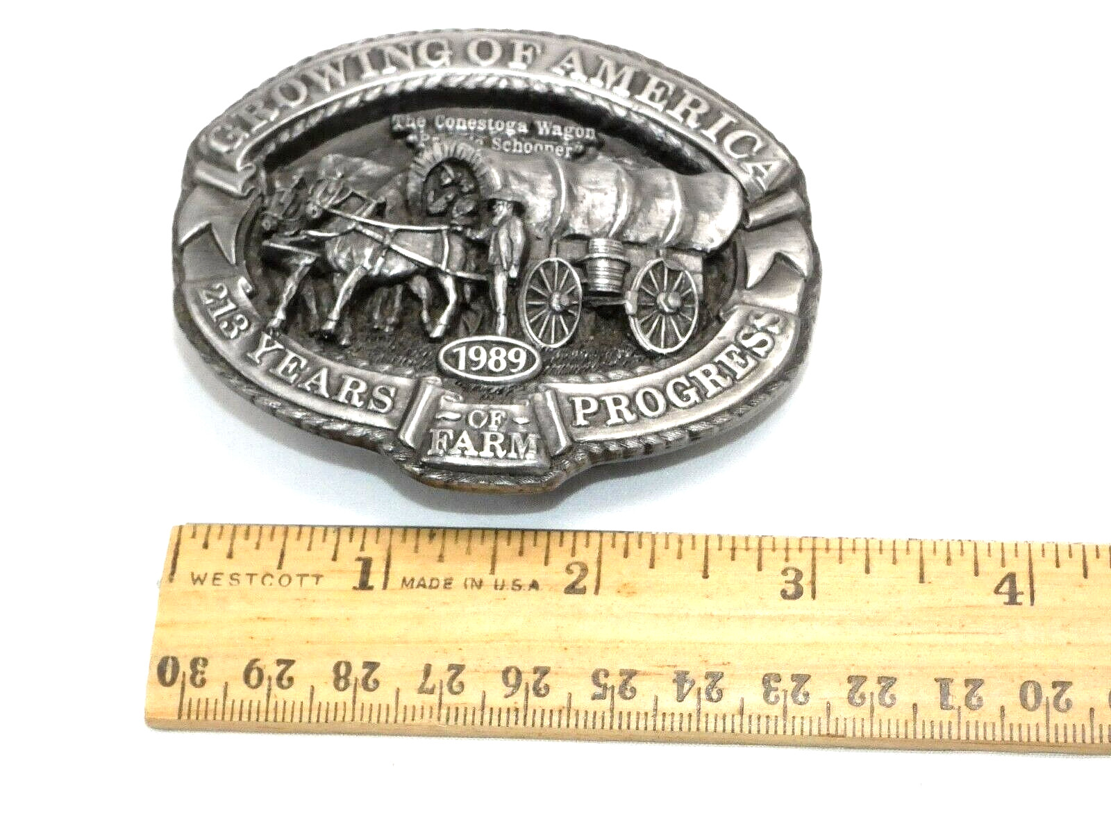 Hasco Conestoga Wagon Growing America Belt Buckle 707 of 4000 1988 Vintage USA
