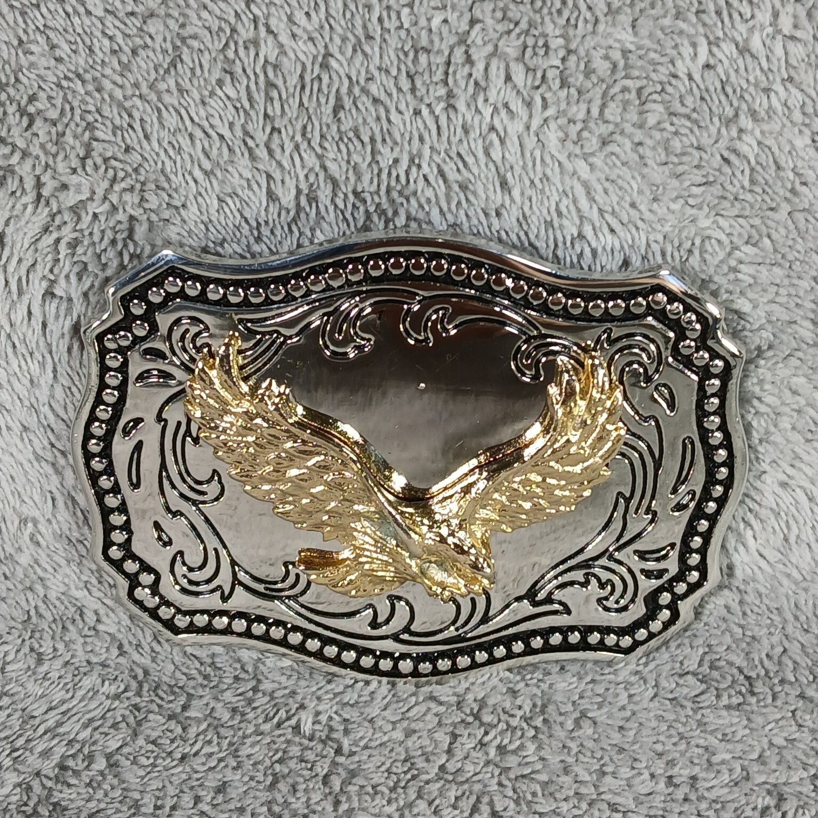 Vintage USA Eagle Belt Buckle Mens Gold Tone Eagle Western 90s Metal Cowboy