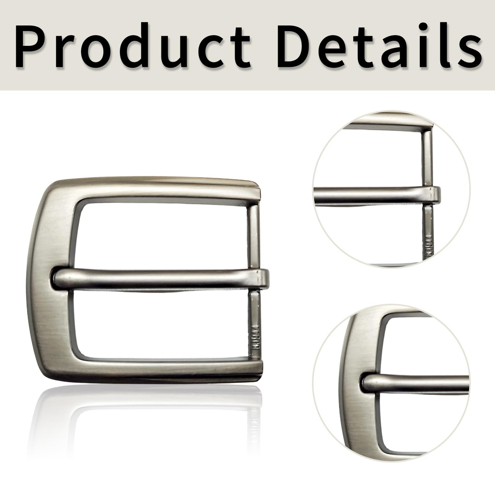 Belt Buckle Men&rsquo;s,40mm Single Prong Square Replacement Buckle Zinc Leg…