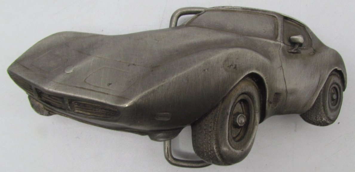 Vintage 1979 Corvette Pewter Belt Buckle by Indiana Metal Craft M93 USA