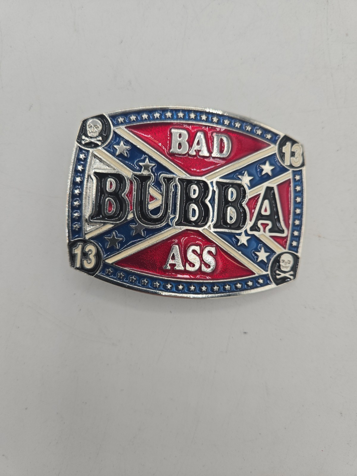 Battle Flag Bad Ass Red White & Blue Stars States Belt Buckle