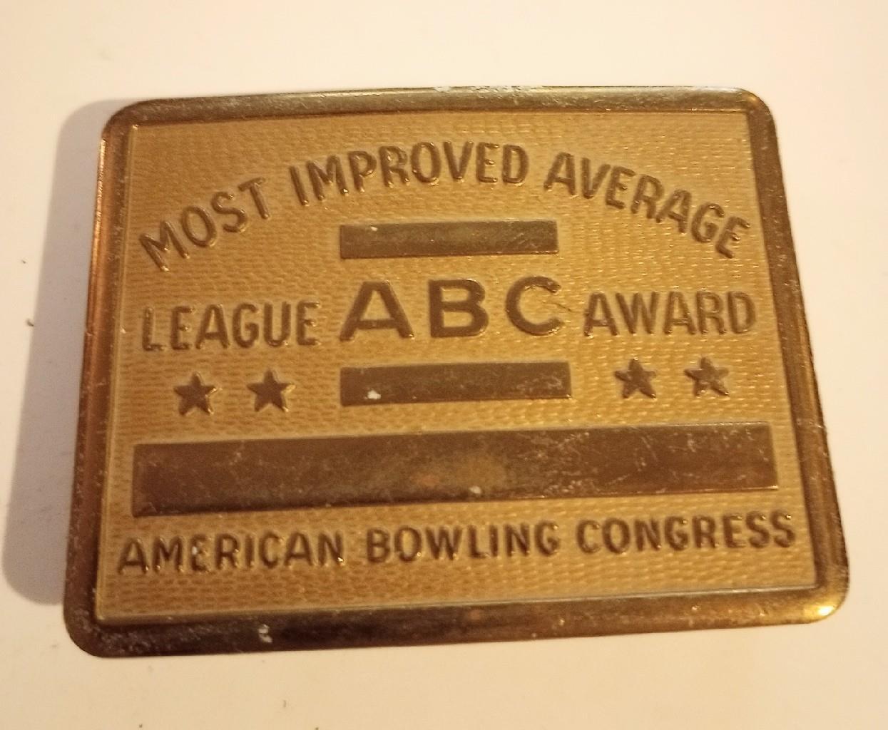 Vintage Belt Buckle American Bowling Congress Most Improved Average League Award