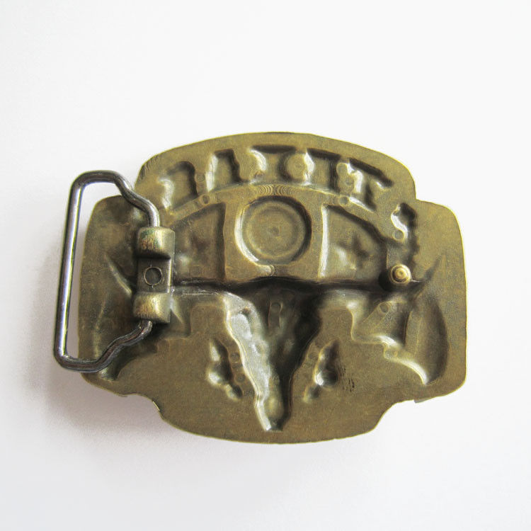 Bronze Texas Flags Longhorn Bull Flag Metal Belt Buckle