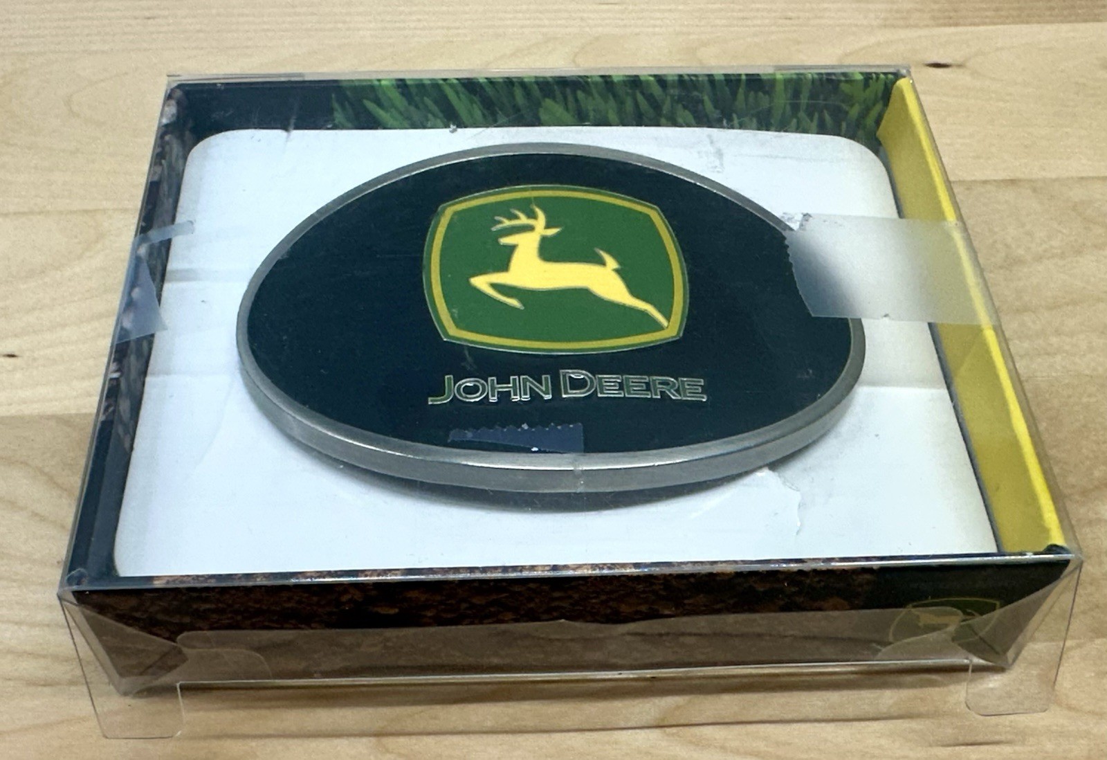 John Deere Pewter Black Logo Enamel Belt Buckle Licensed JDM 602 SpecCast