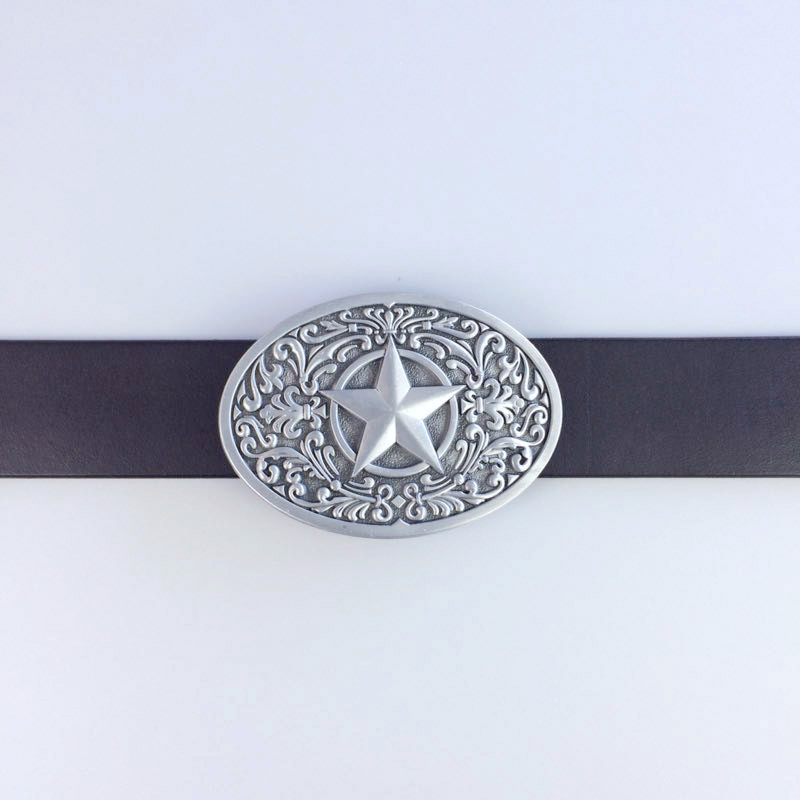 Antique Silver Southwest Star Western Oval Belt Buckle also Stock in the US