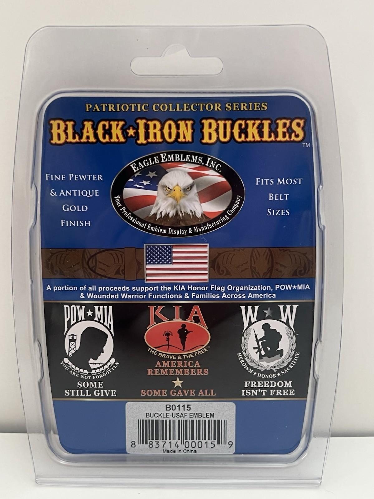 Patriotic Collector Series Black Iron Buckles Belt Buckle US AIR FORCE NIP
