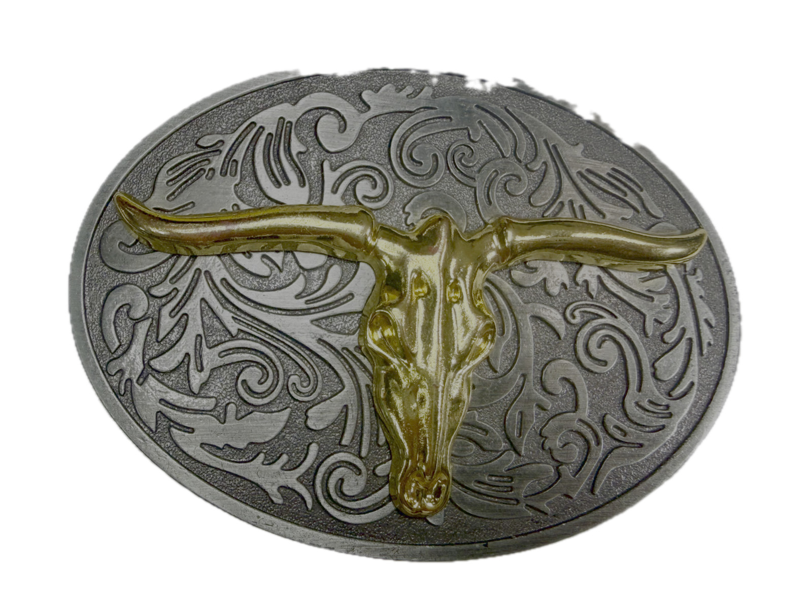 Longhorn Cow Bull Head Steer Skull Silver Gold Color Western Cowboy Belt Buckle