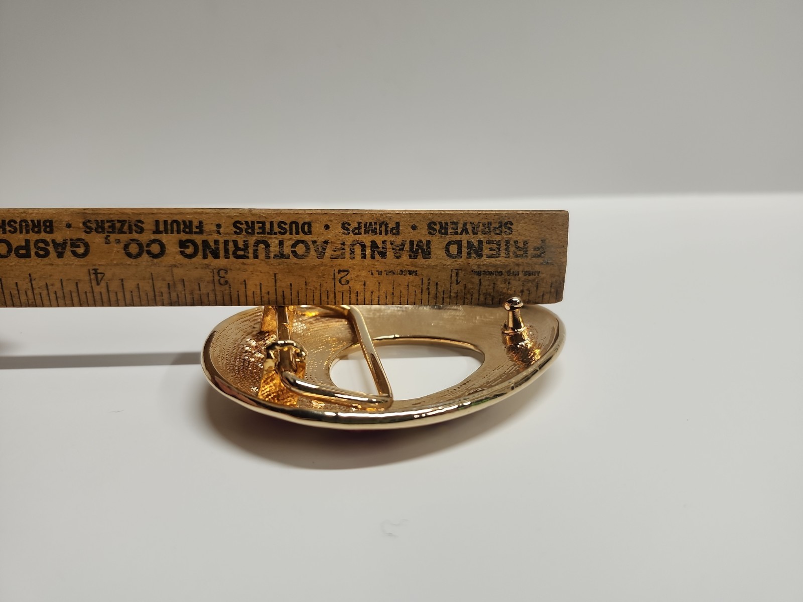 Gold Tone With Red Stone Belt Buckel Flower Design Belt Buckle