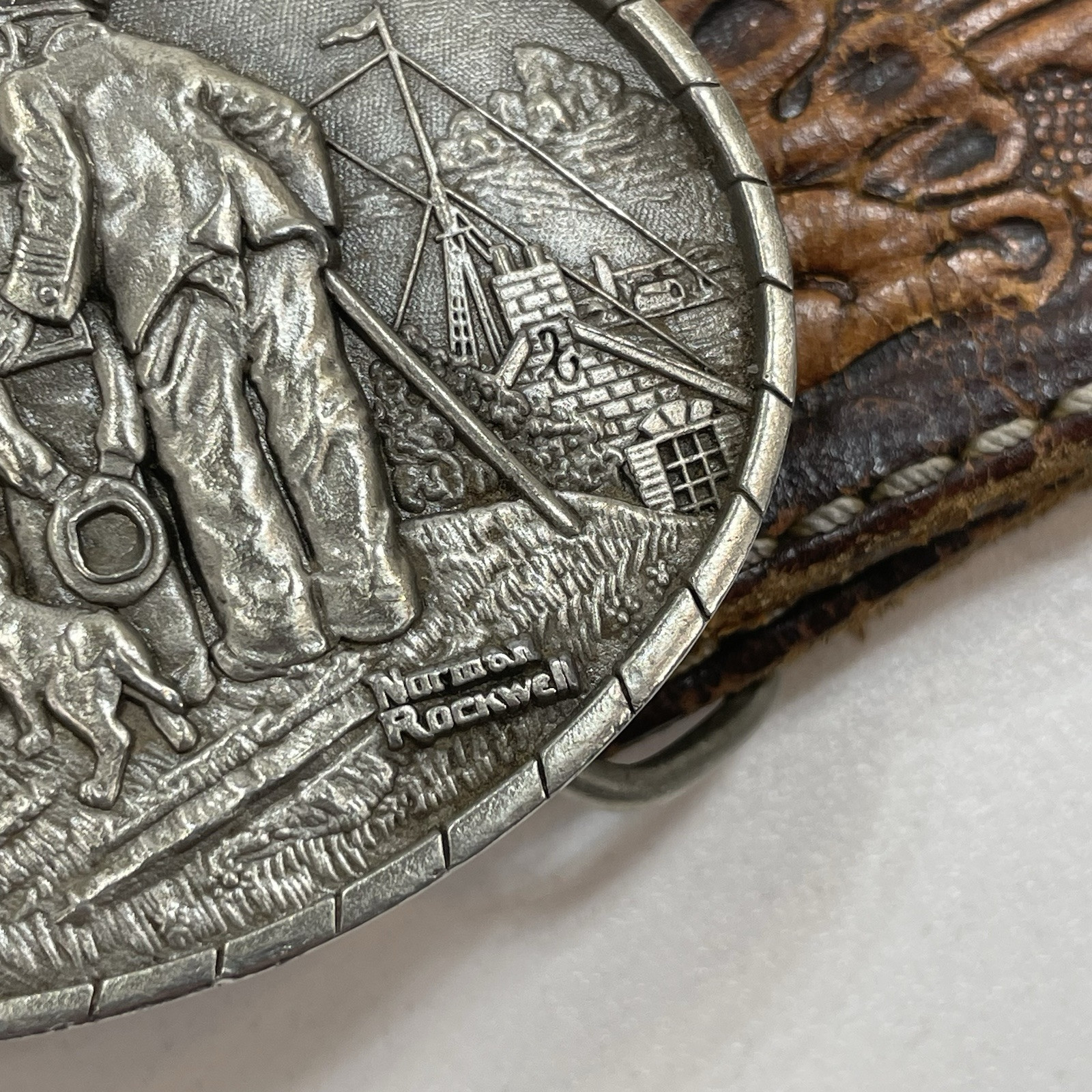 Norman Rockwell Pewter Belt Buckle Nautical Looking Out To Sea Adult 28-30”