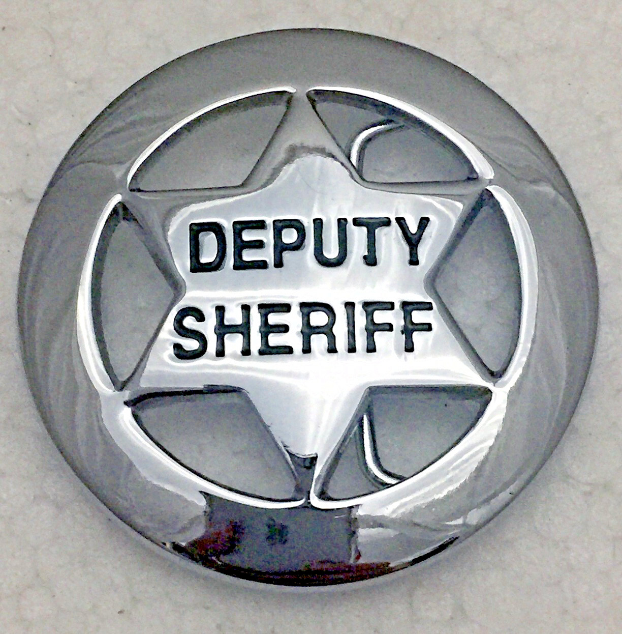 Solid Brass Deputy Sheriff Badge Belt Buckle 6 point Silver