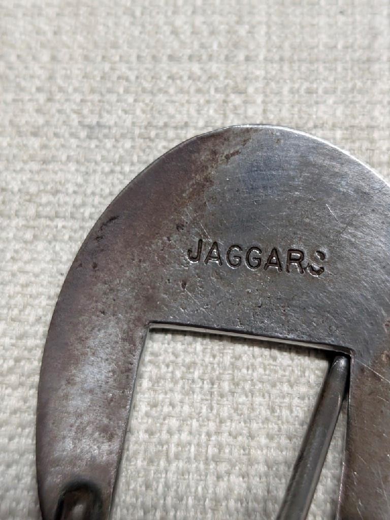 vintage HANDCRAFTED belt buckle set 2PC keeper WESTERN sterling « JAGGAR » bronze