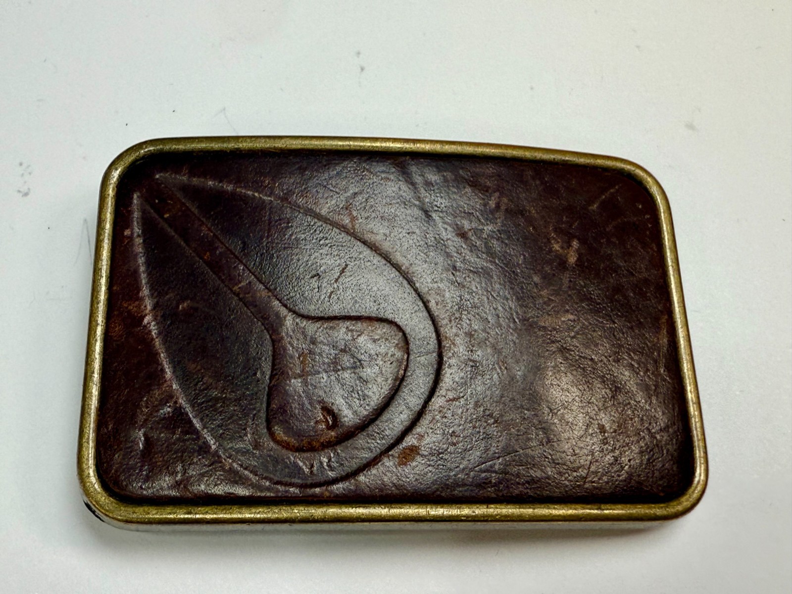 Nixon Logo Embossed on Leather Vintage Advertisement Promotional Belt Buckle