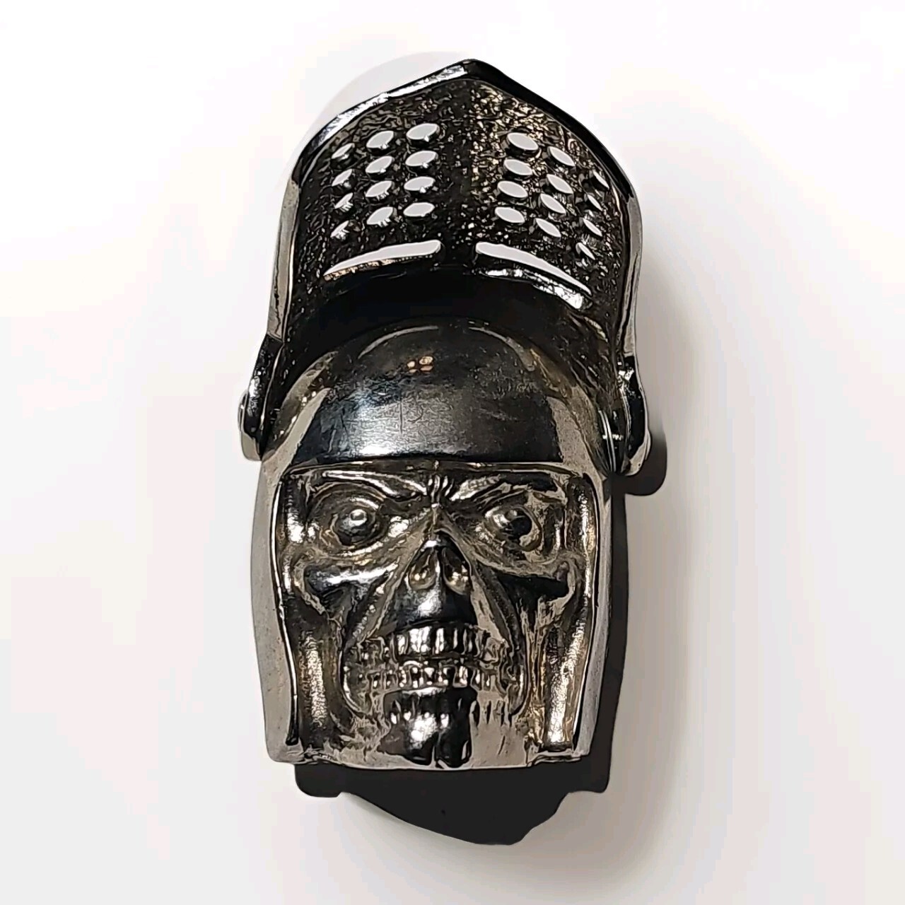 Vintage Knights Helmet & Skull BELT BUCKLE Medieval Armor Heavy Silver-Tone