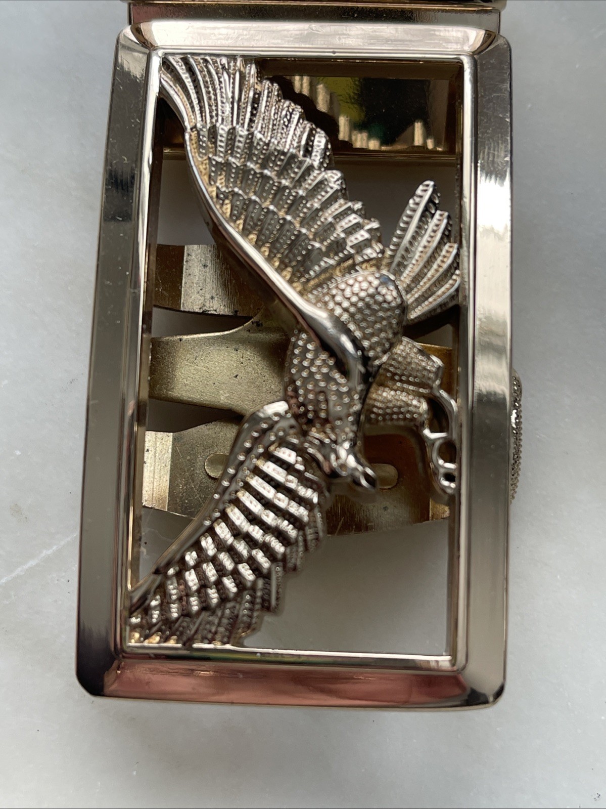 Golden Eagle Automatic Belt Buckle Stylish Design Durable Gold Tone