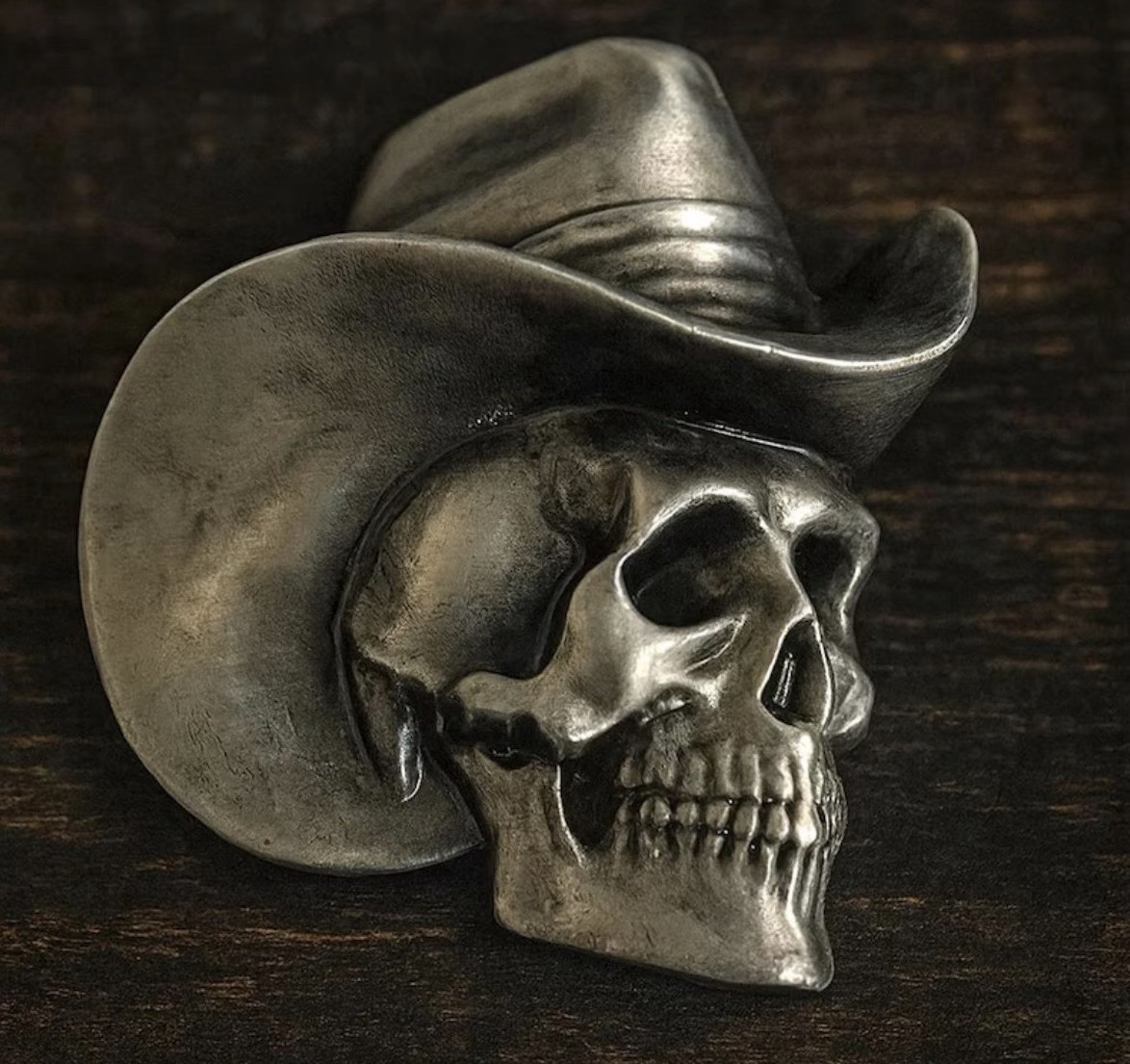 Cowboy Skull Belt Buckle: Western Outlaw Skeleton
