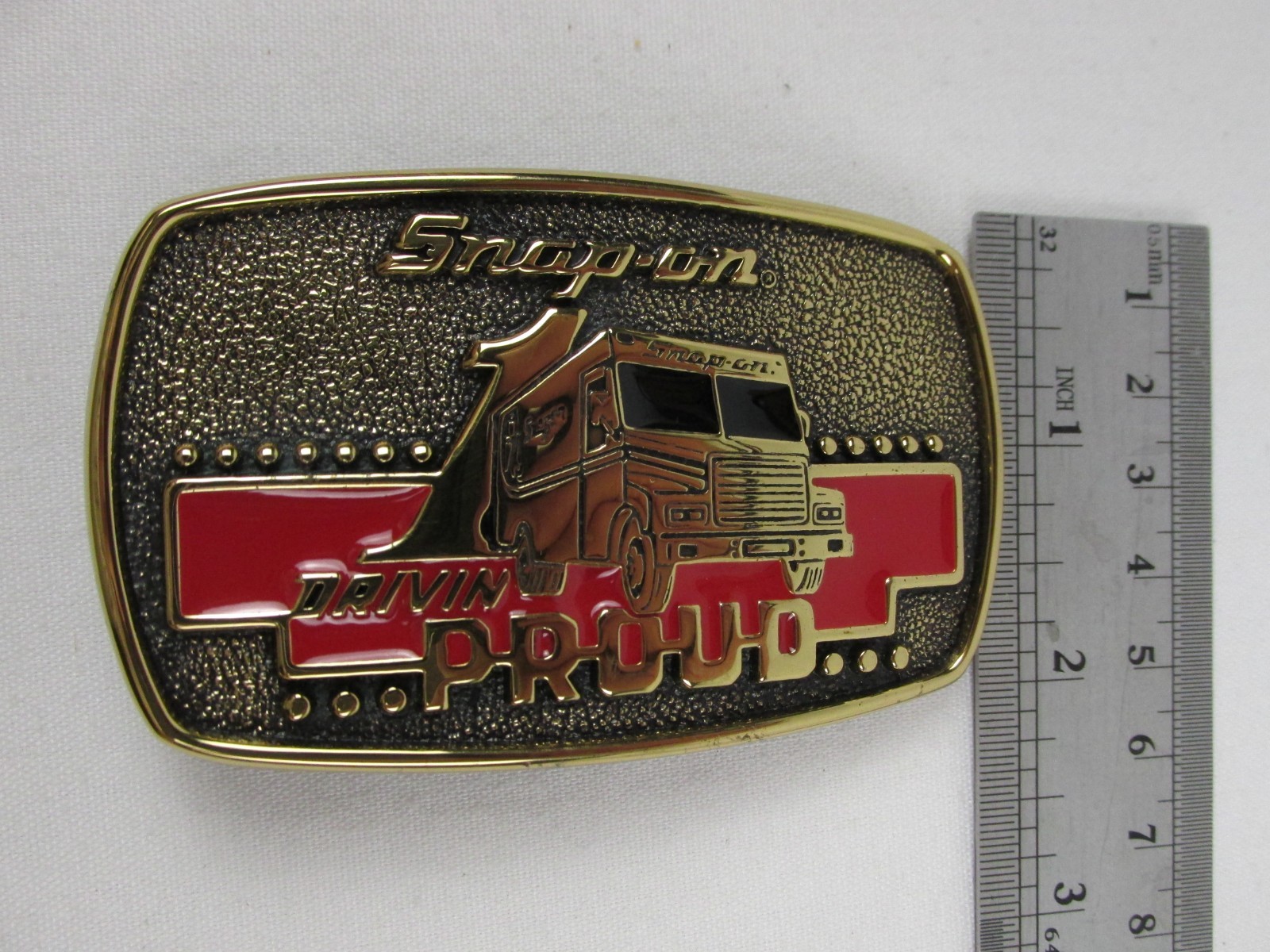 1989 Snap-on Tools Solid Brass Box Truck Drivin Proud Belt Buckle BTS SSX-1313
